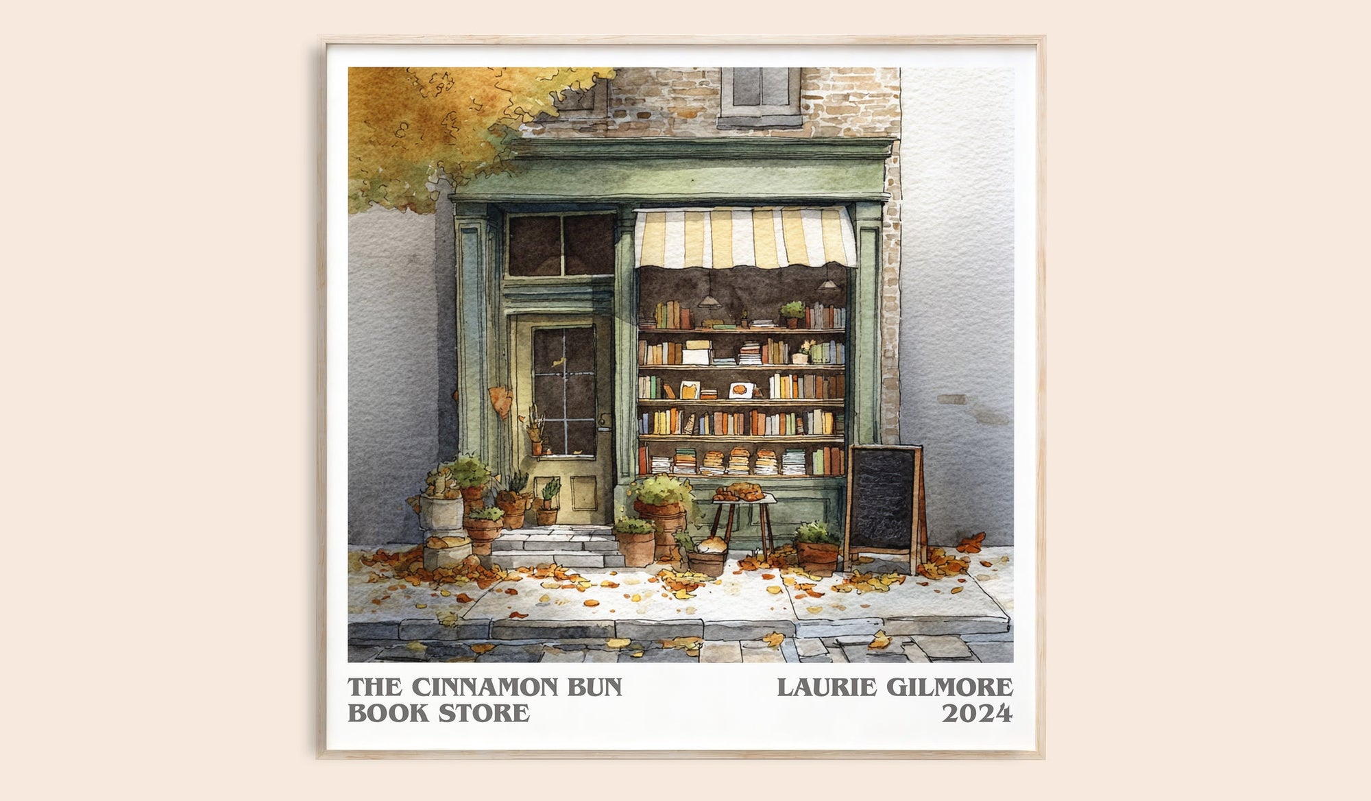 The Cinnamon Bun Book Store literary book poster by Laurie Gilmore – framed literary art print