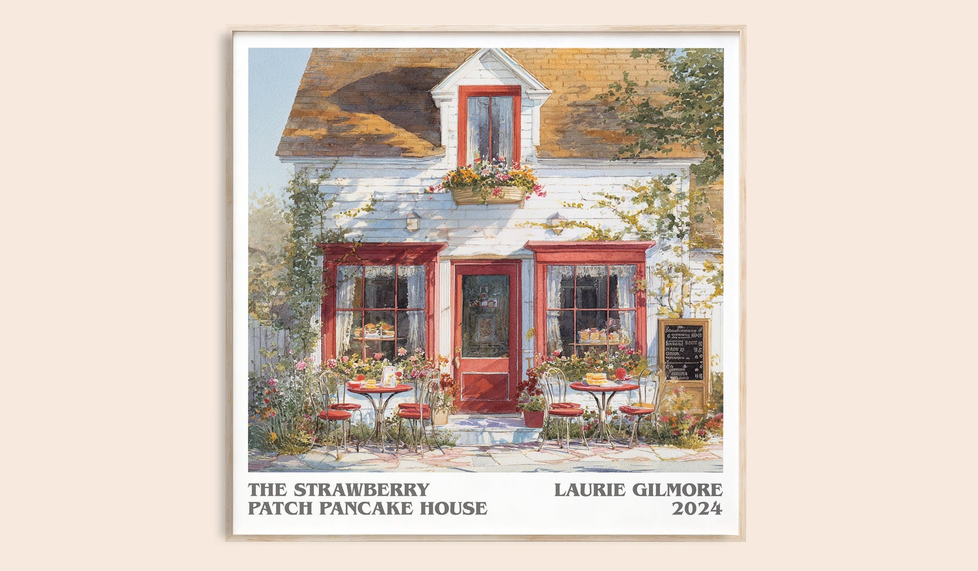 The Strawberry Patch Pancake House literary book poster by Laurie Gilmore – framed literary art print