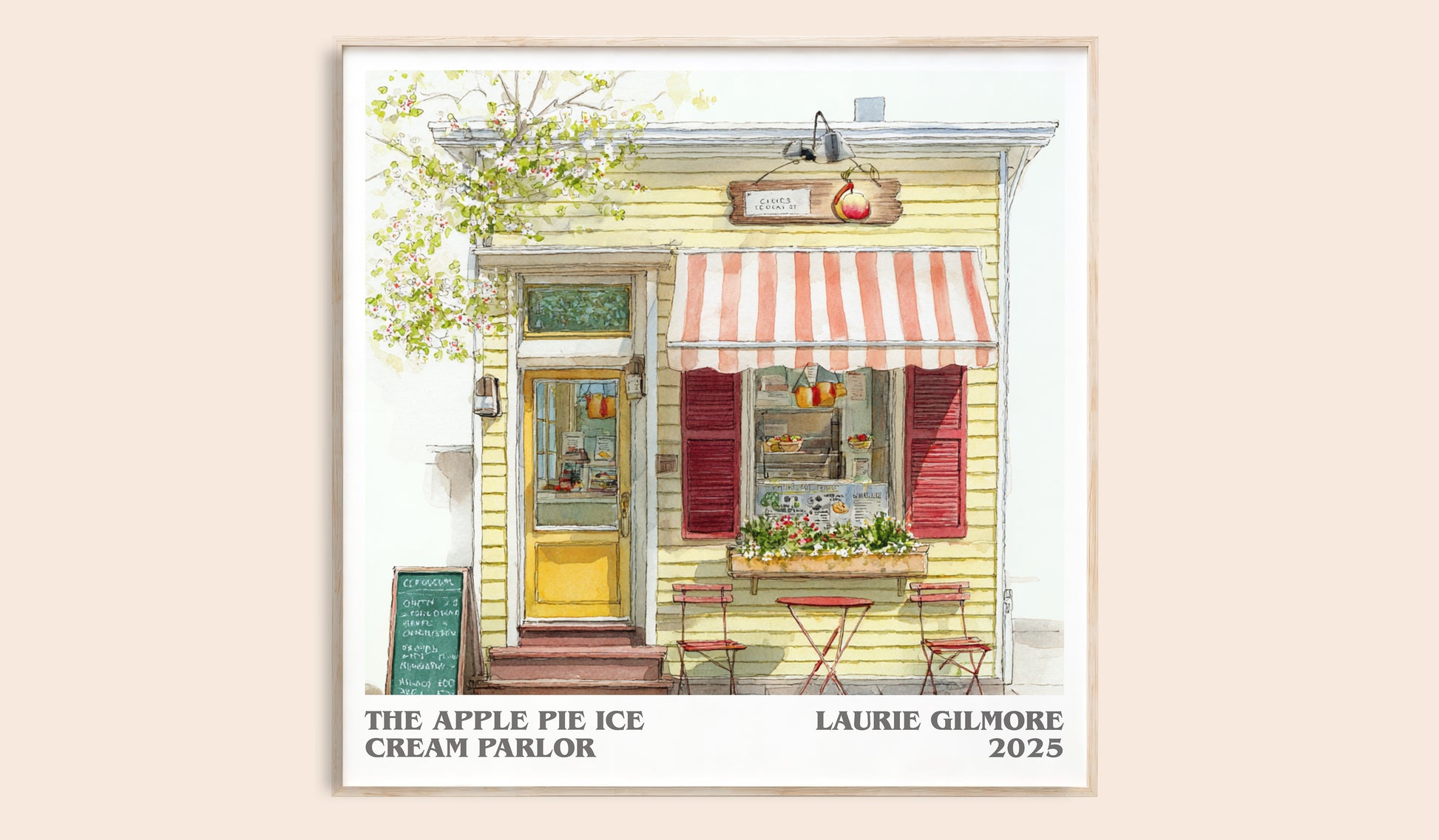 The Apple Pie Ice Cream Parlor literary book poster by Laurie Gilmore – framed literary art print