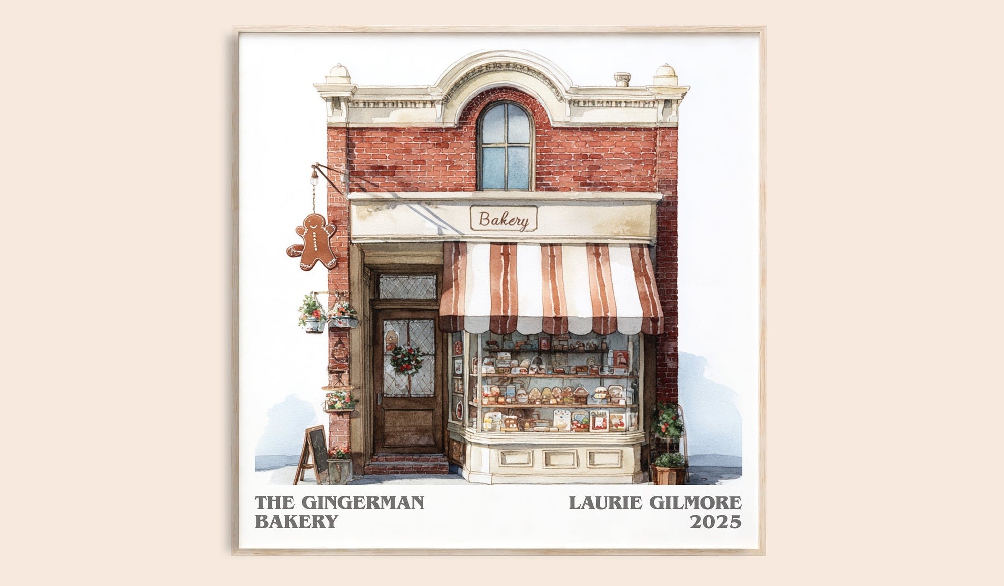 The Gingerman Bakery literary book poster by Laurie Gilmore – framed literary art print