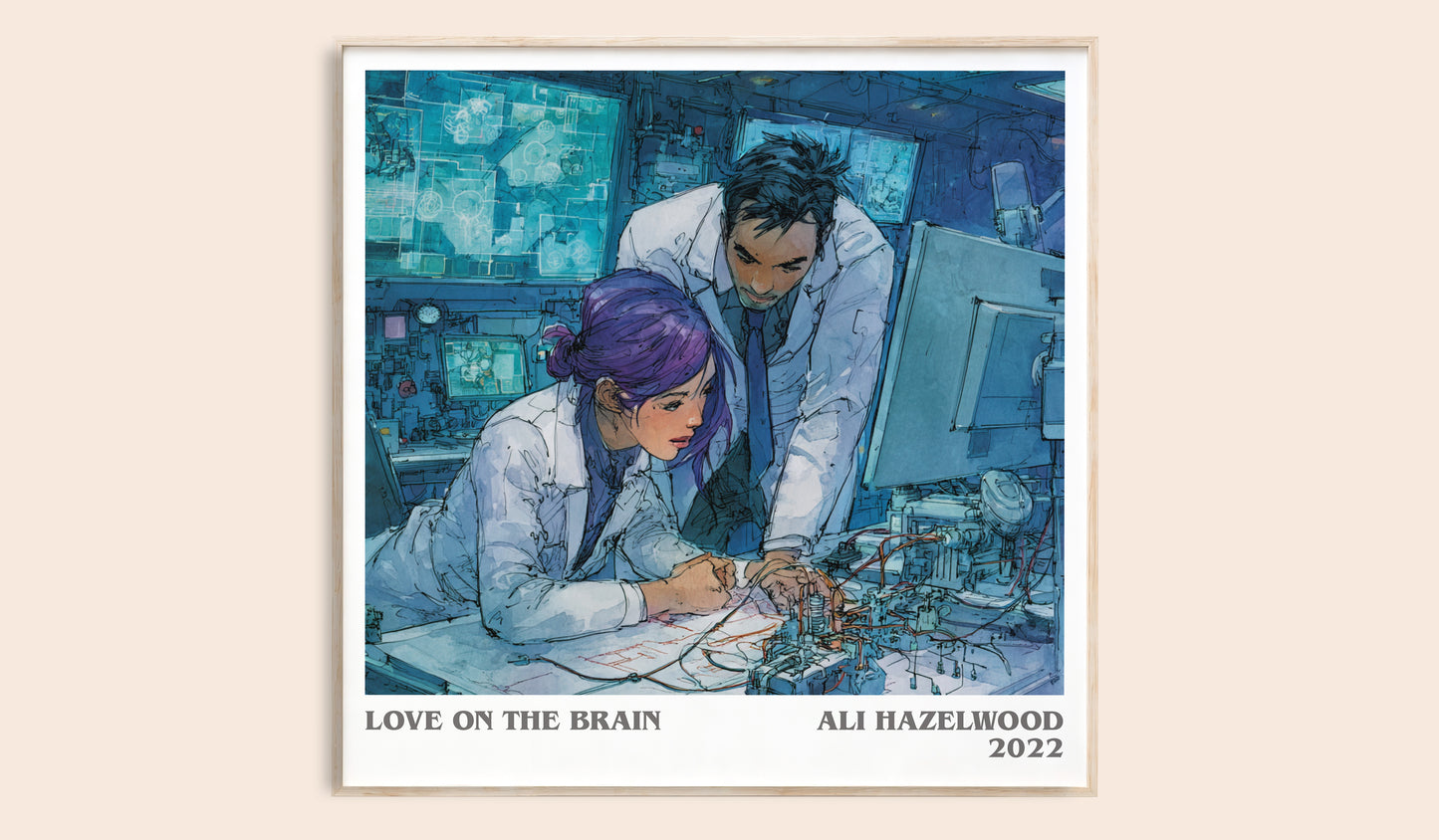 Love on the Brain literary book poster by Ali Hazelwood – framed literary art print