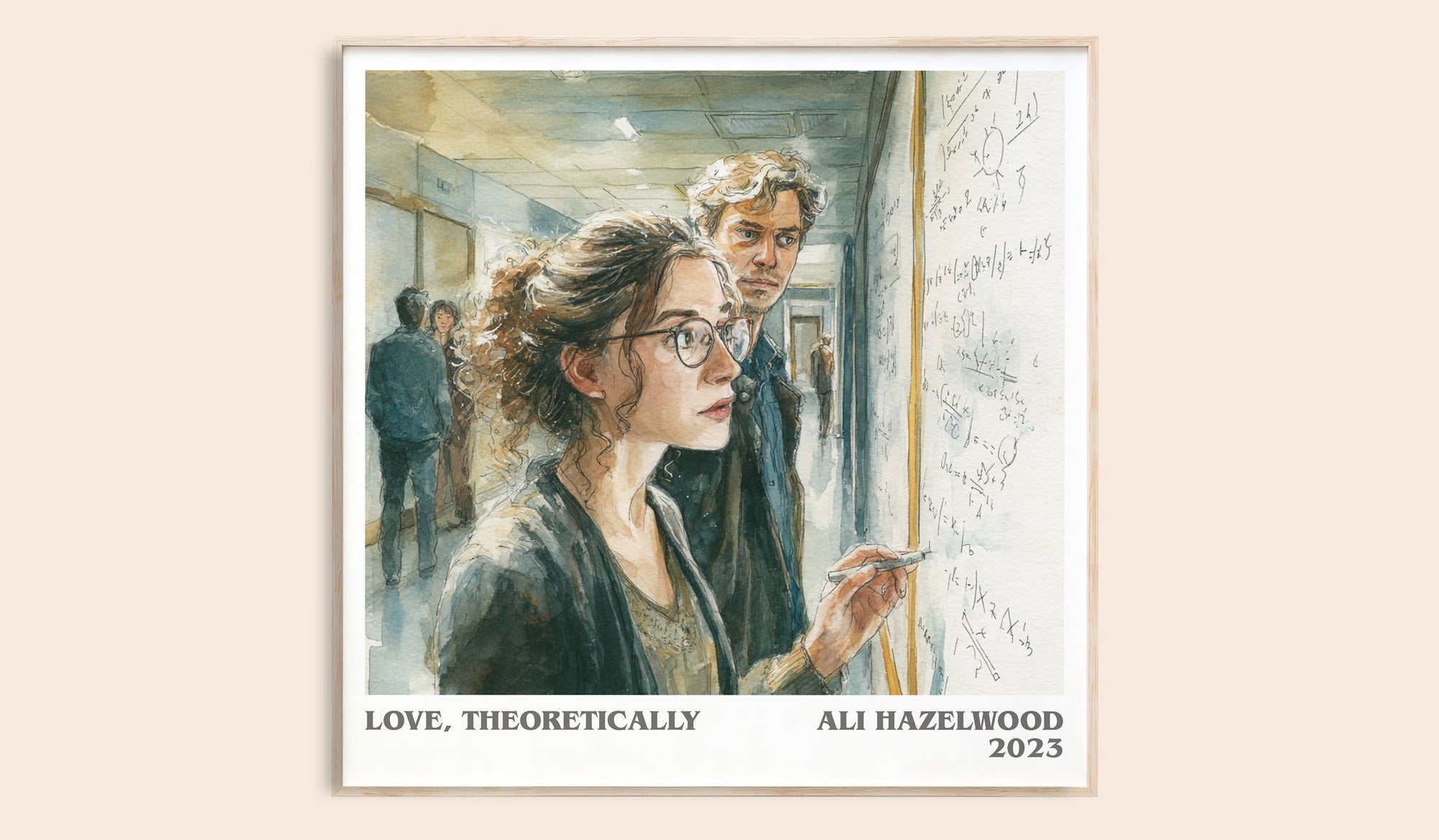 Love, Theoretically literary book poster by Ali Hazelwood – framed literary art print