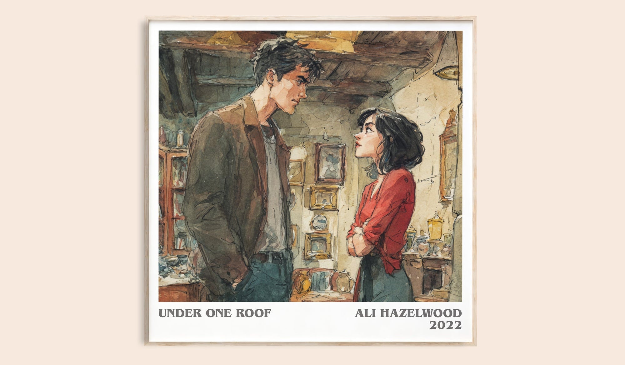 Under One Roof literary book poster by Ali Hazelwood – framed literary art print