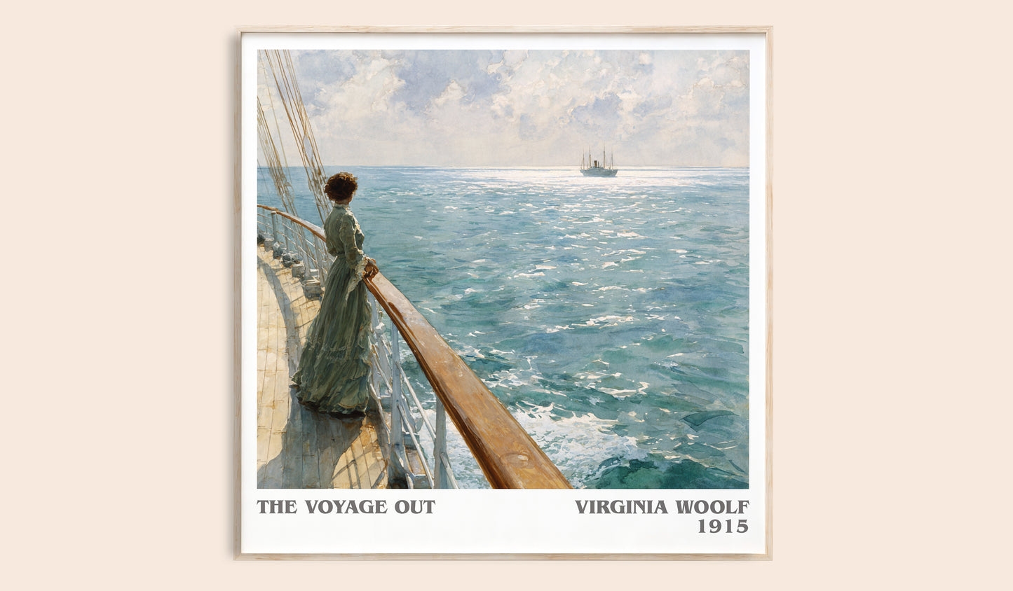 The Voyage Out literary book poster by Virginia Woolf – framed literary art print