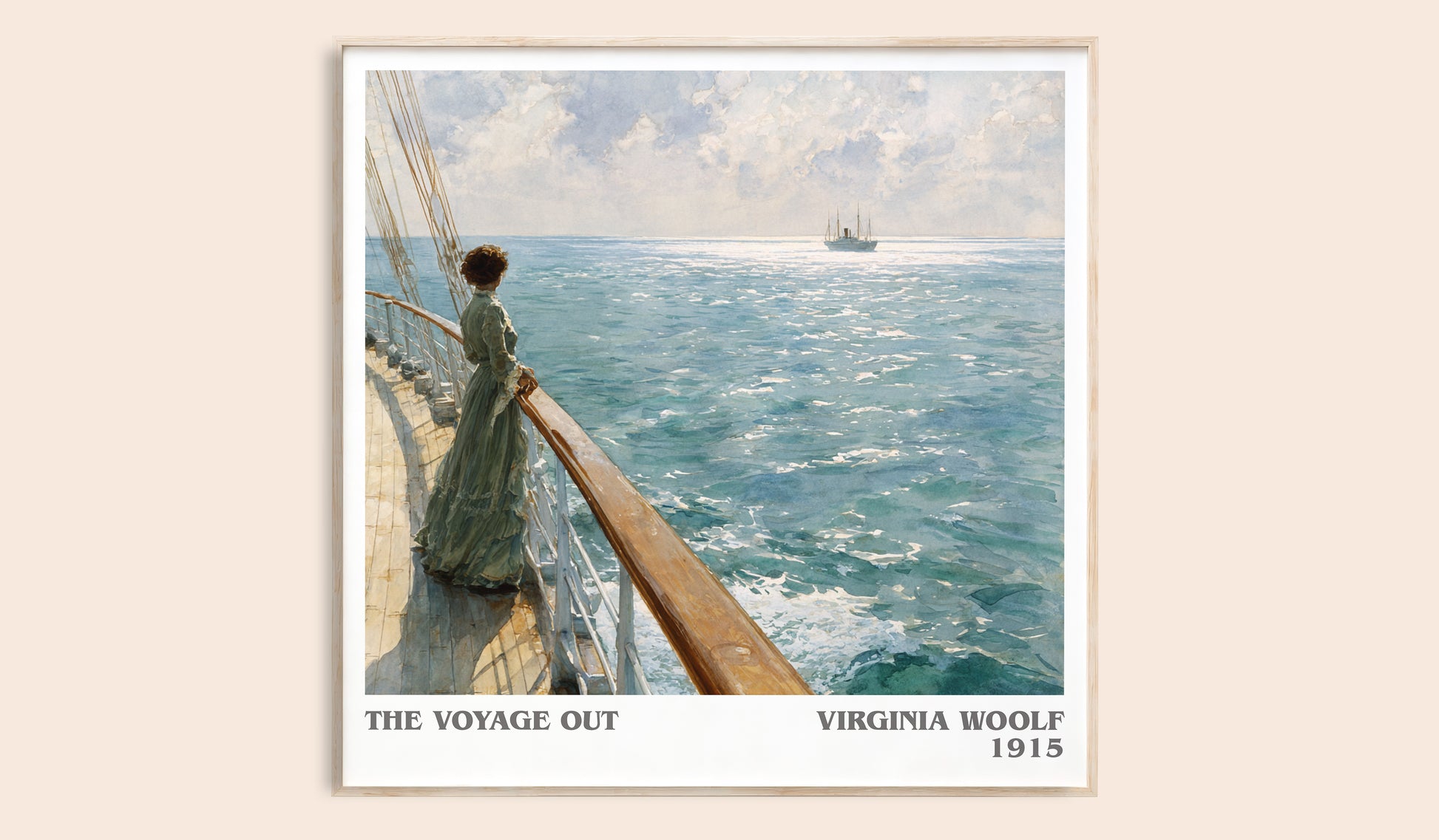 The Voyage Out literary book poster by Virginia Woolf – framed literary art print