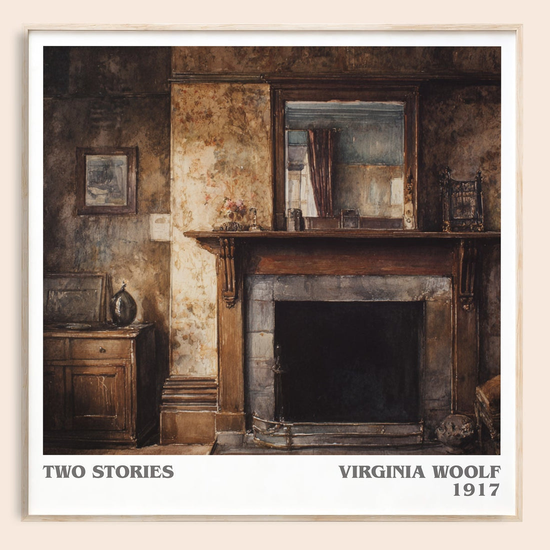 Two Stories literary book poster by Virginia Woolf – framed literary art print