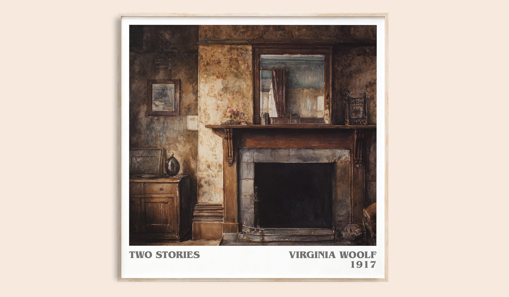 Two Stories literary book poster by Virginia Woolf – framed literary art print