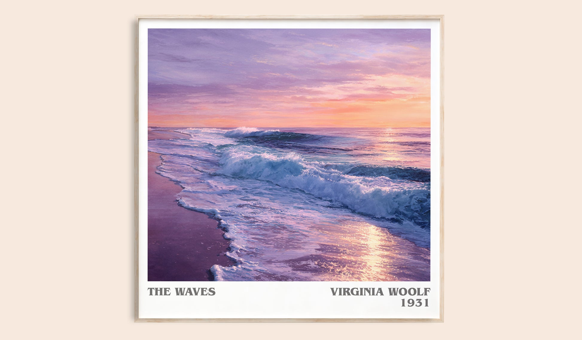 The Waves literary book poster by Virginia Woolf – framed literary art print