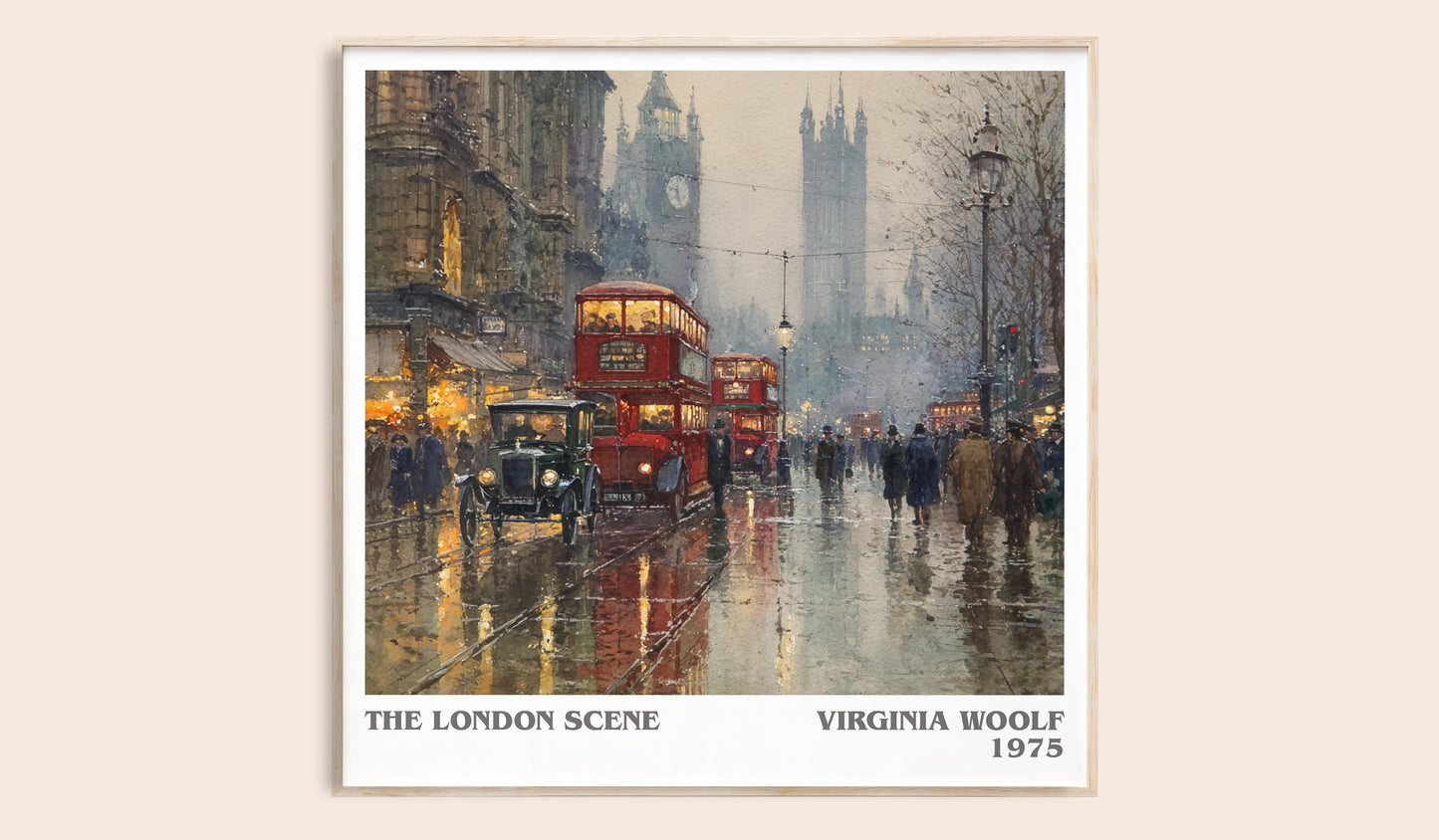 The London Scene literary book poster by Virginia Woolf – framed literary art print