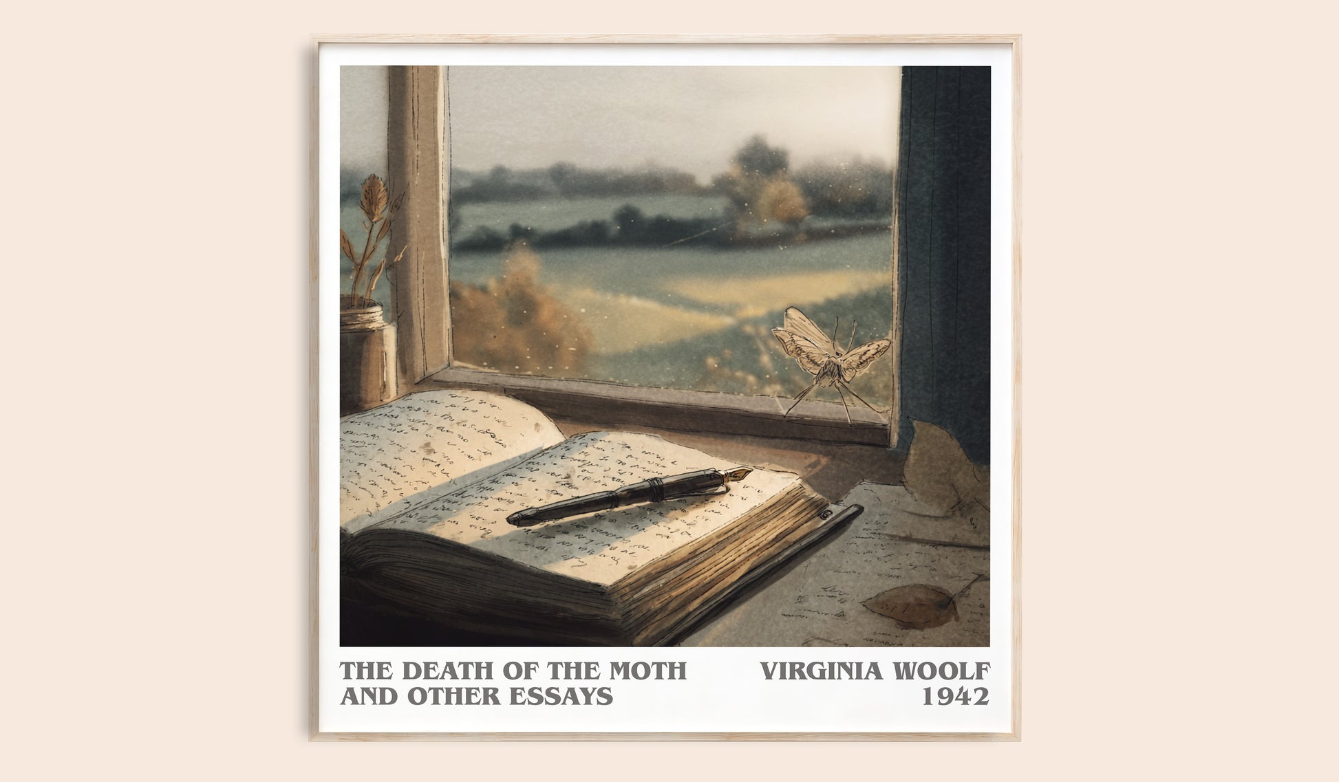 The Death of the Moth and Other Essays literary book poster by Virginia Woolf – framed literary art print