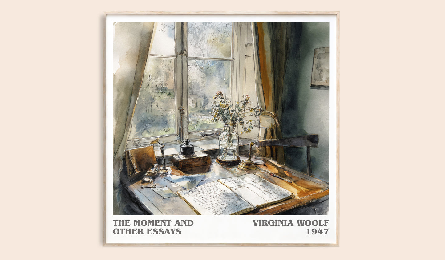 The Moment And Other Essays literary book poster by Virginia Woolf – framed literary art print