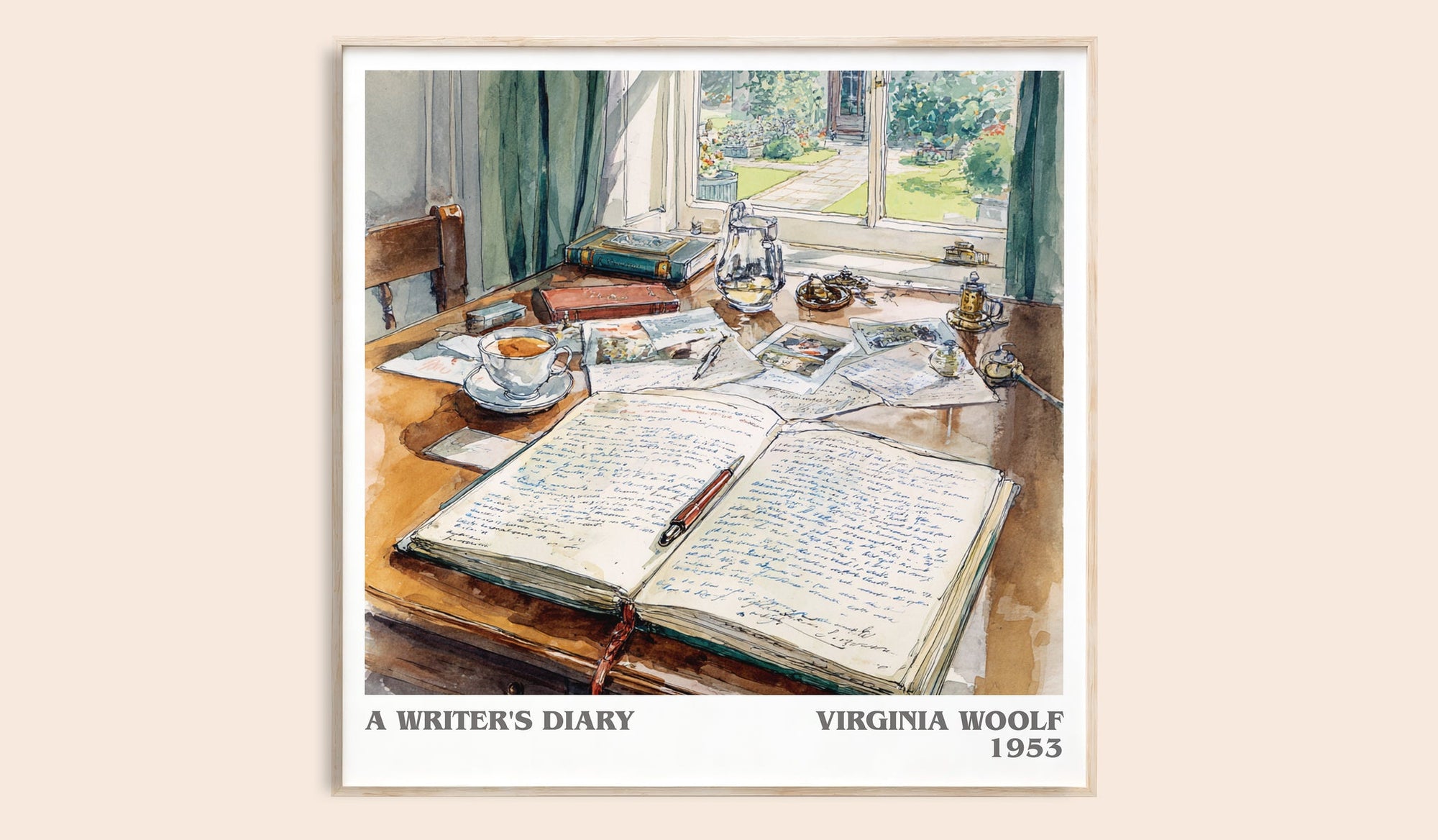A Writer's Diary literary book poster by Virginia Woolf – framed literary art print