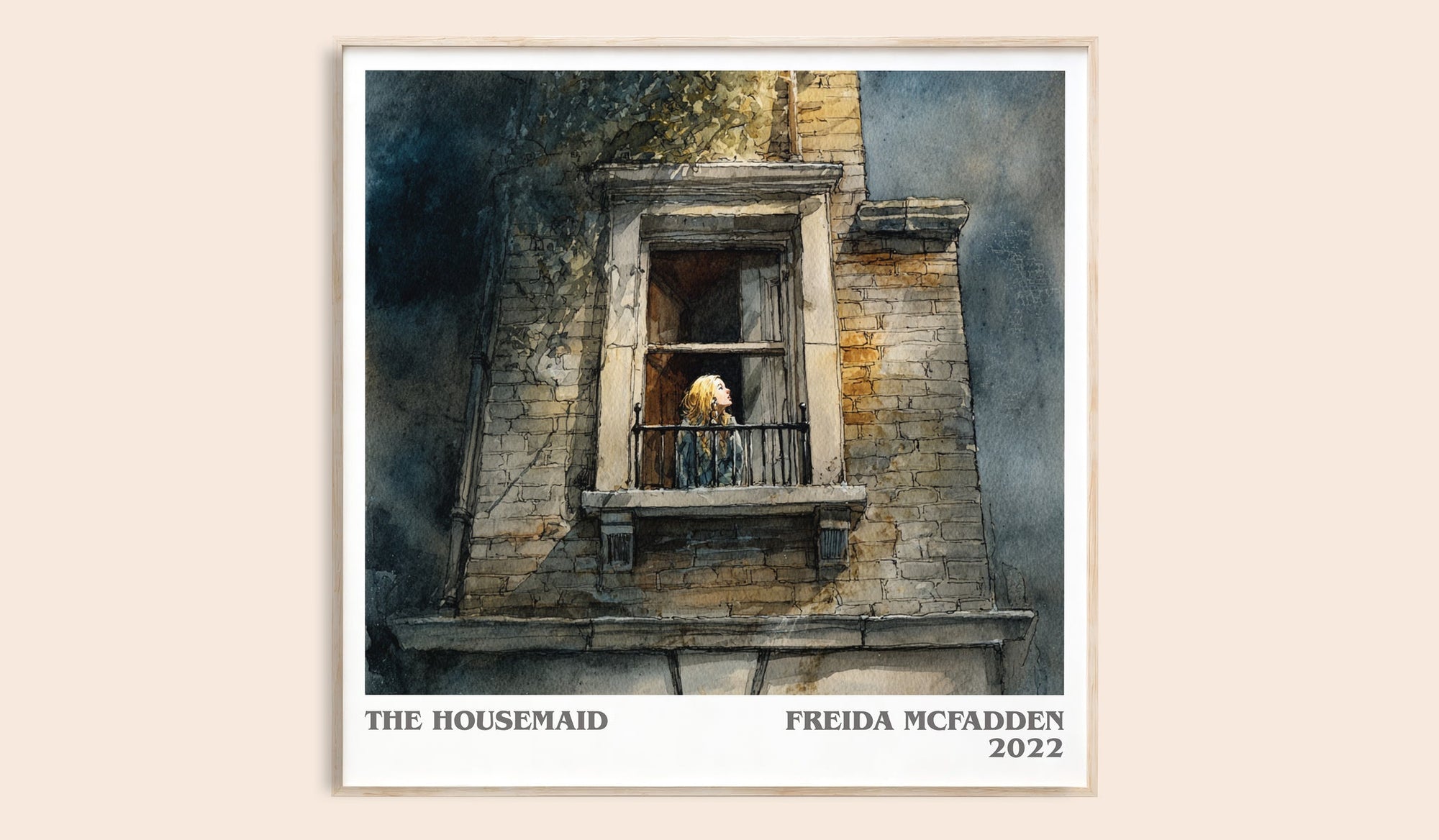 The Housemaid literary book poster by Freida Mcfadden – framed literary art print