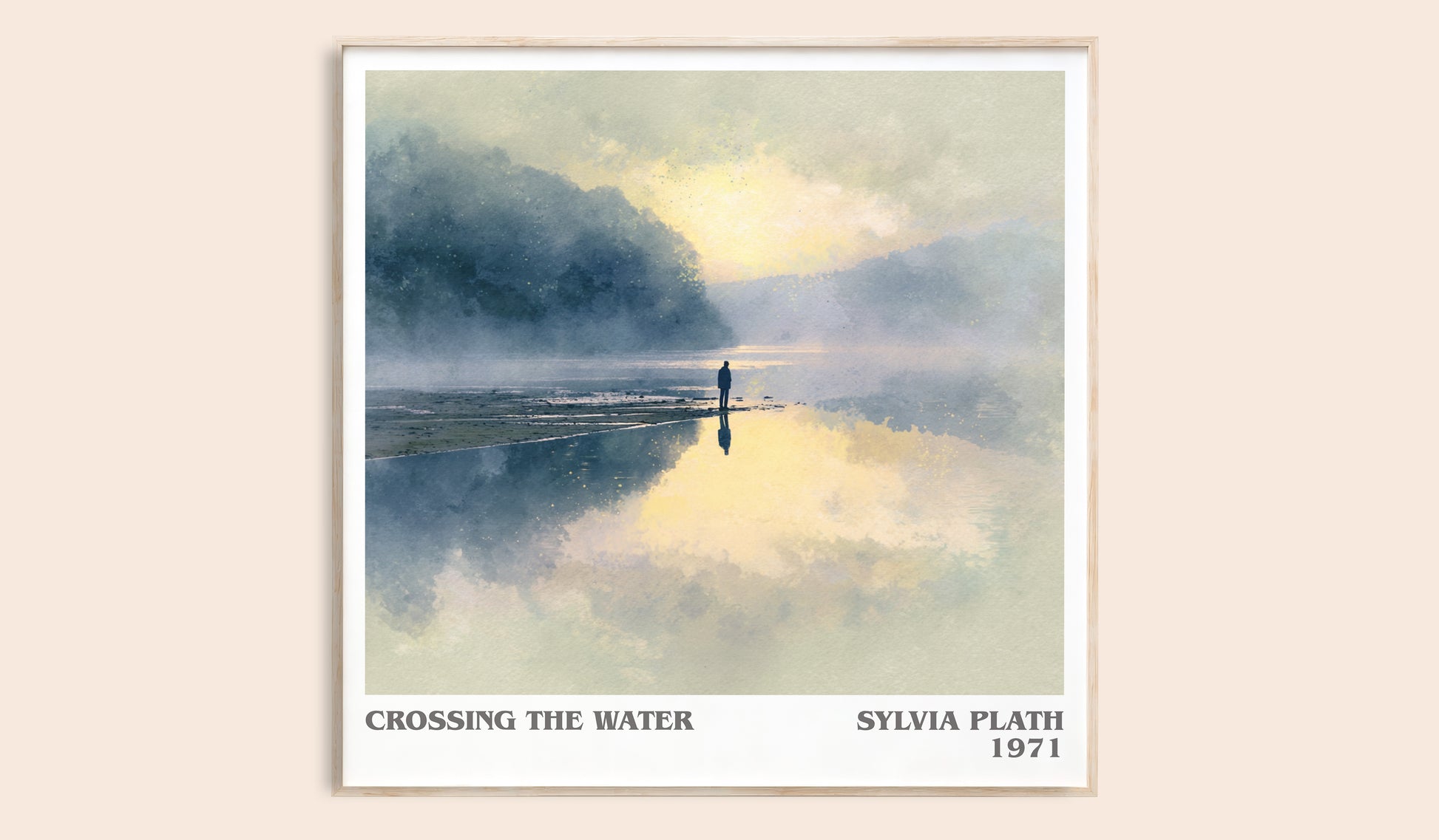 Crossing the Water literary book poster by Sylvia Plath – framed literary art print