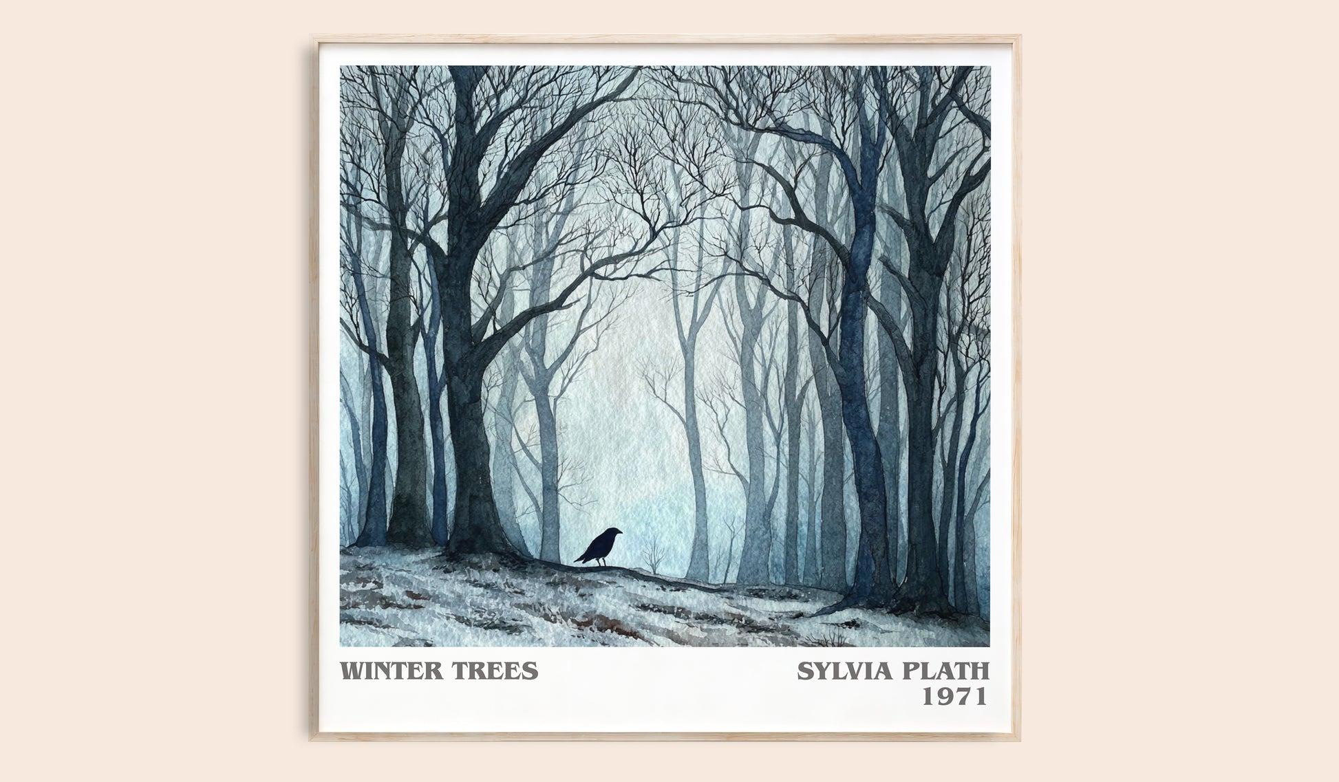 Winter Trees literary book poster by Sylvia Plath – framed literary art print