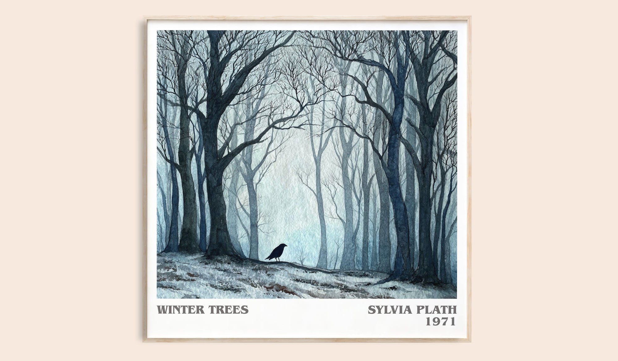 Winter Trees literary book poster by Sylvia Plath – framed literary art print