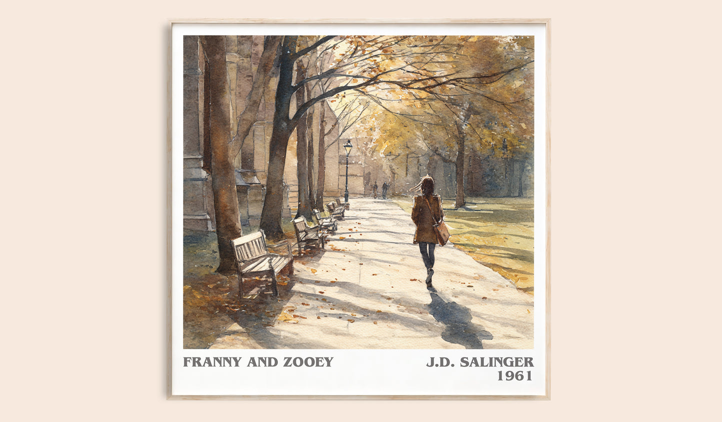 Franny and Zooey literary book poster by J.D. Salinger – framed literary art print