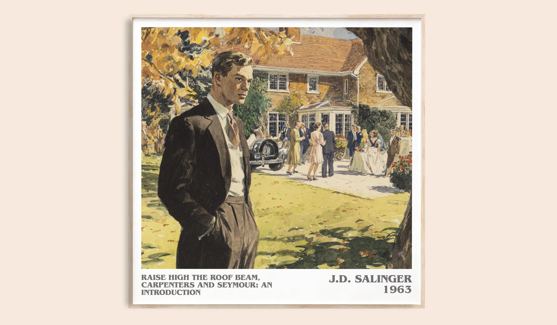 Raise High the Roof Beam, Carpenters and Seymour: An Introduction literary book poster by J.D. Salinger – framed literary