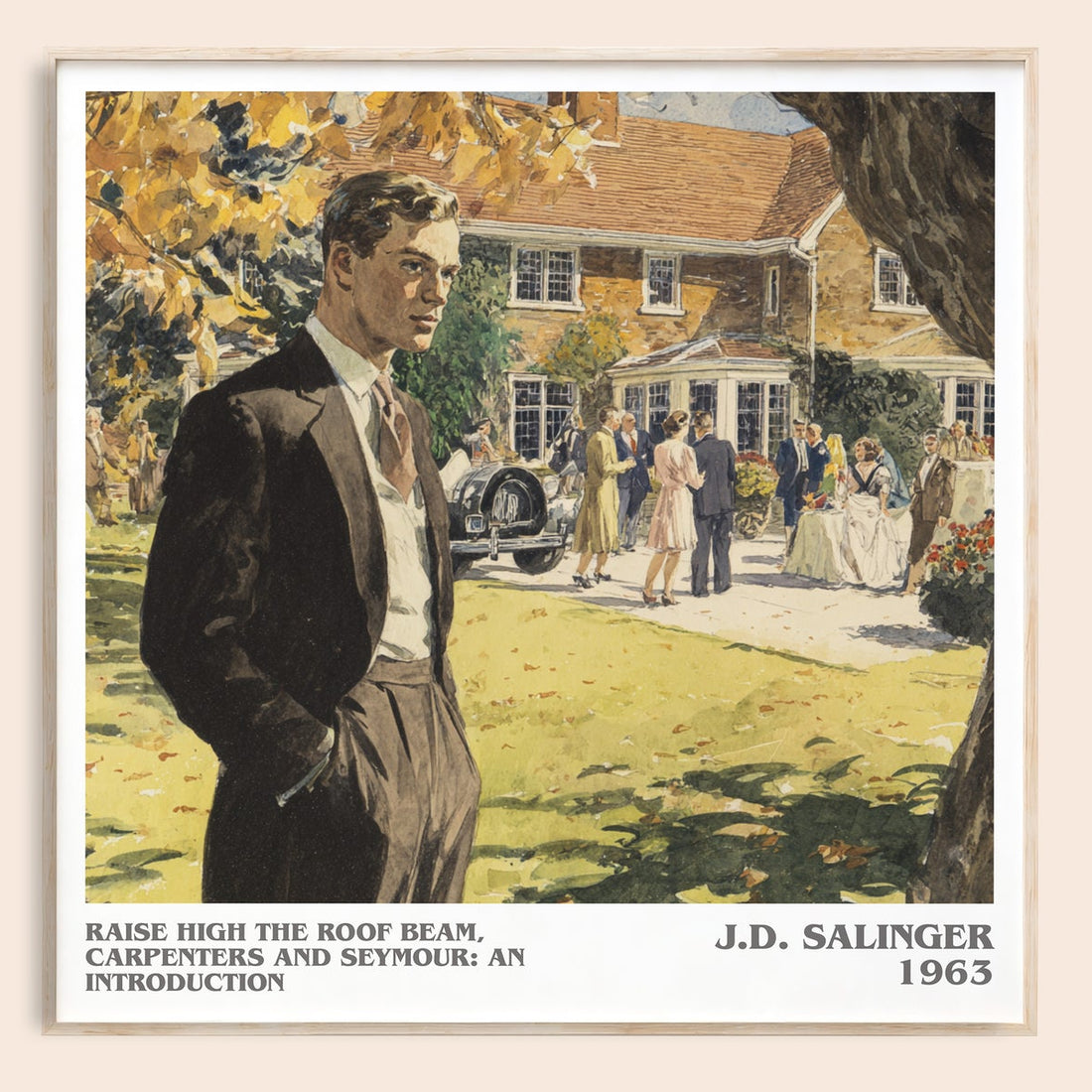 Raise High the Roof Beam, Carpenters and Seymour: An Introduction literary book poster by J.D. Salinger – framed literary