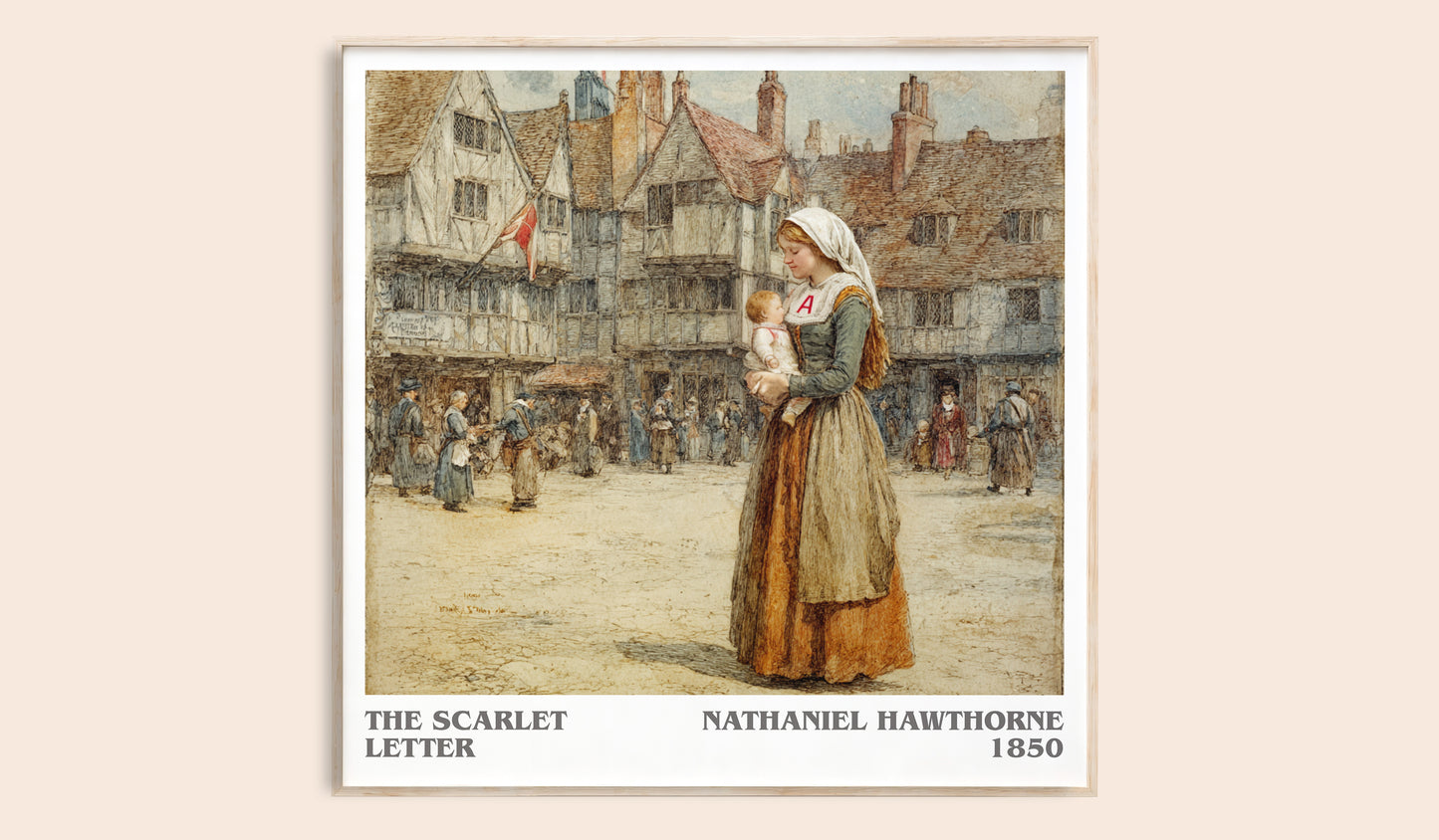 The Scarlet Letter literary book poster by Nathaniel Hawthorne – framed literary art print