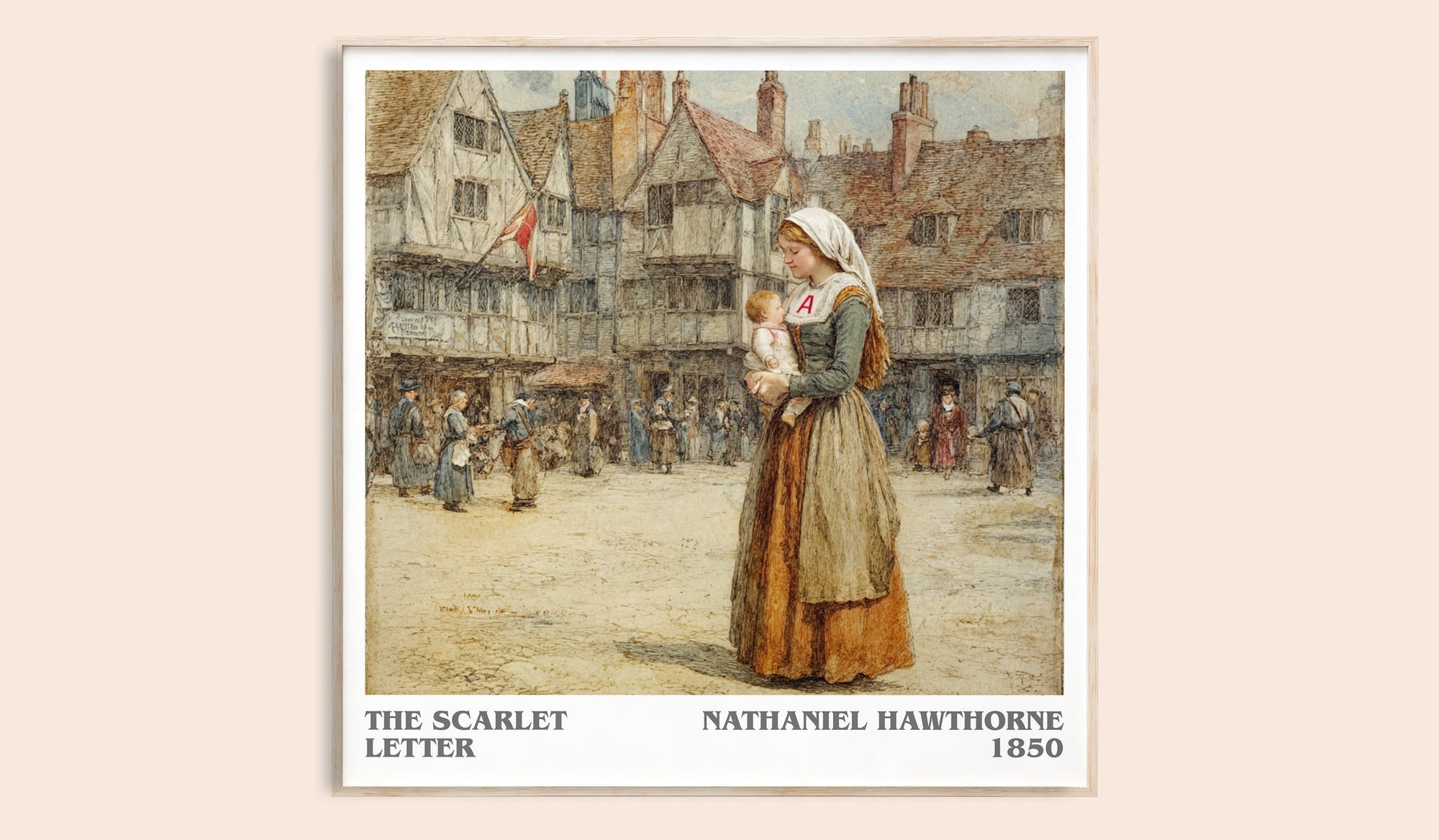 The Scarlet Letter literary book poster by Nathaniel Hawthorne – framed literary art print