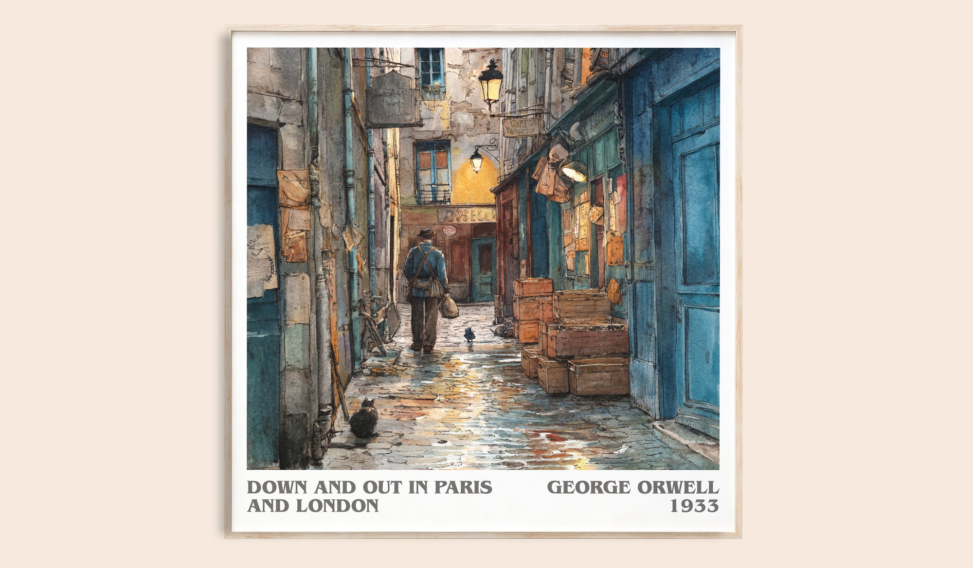 Down And Out In Paris And London literary book poster by George Orwell – framed literary art print