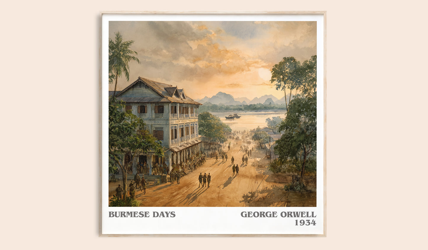 Burmese Days literary book poster by George Orwell – framed literary art print