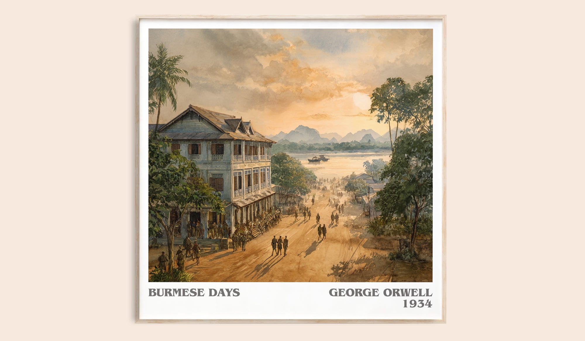 Burmese Days literary book poster by George Orwell – framed literary art print