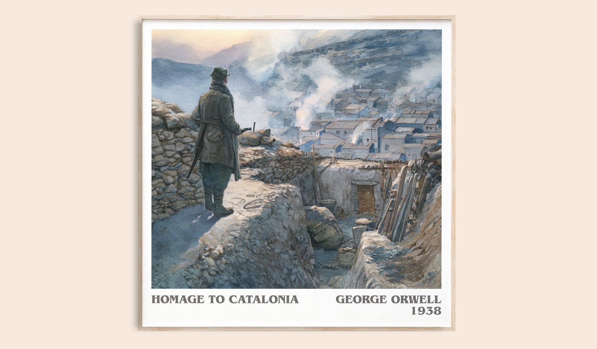 Homage to Catalonia literary book poster by George Orwell – framed literary art print