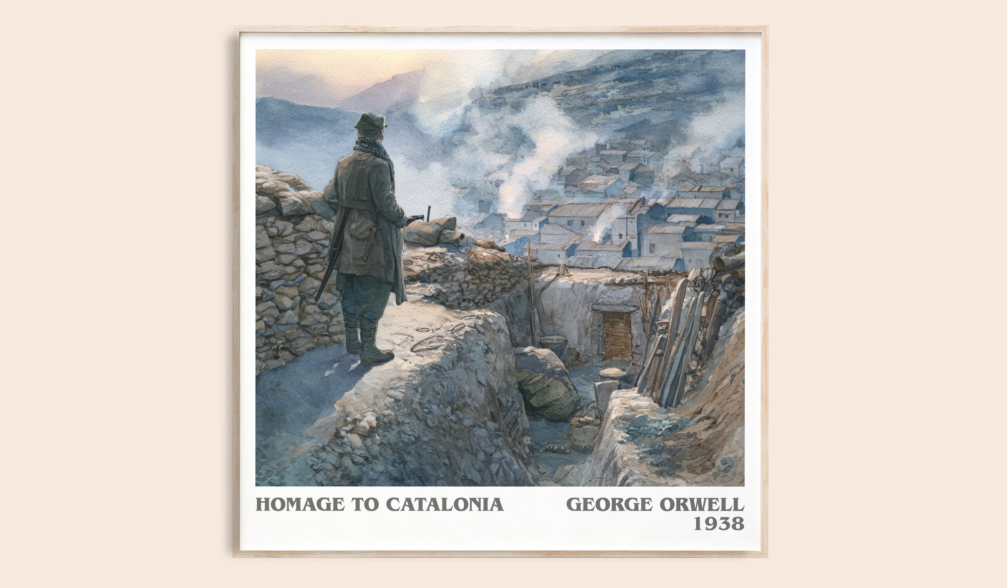 Homage to Catalonia literary book poster by George Orwell – framed literary art print