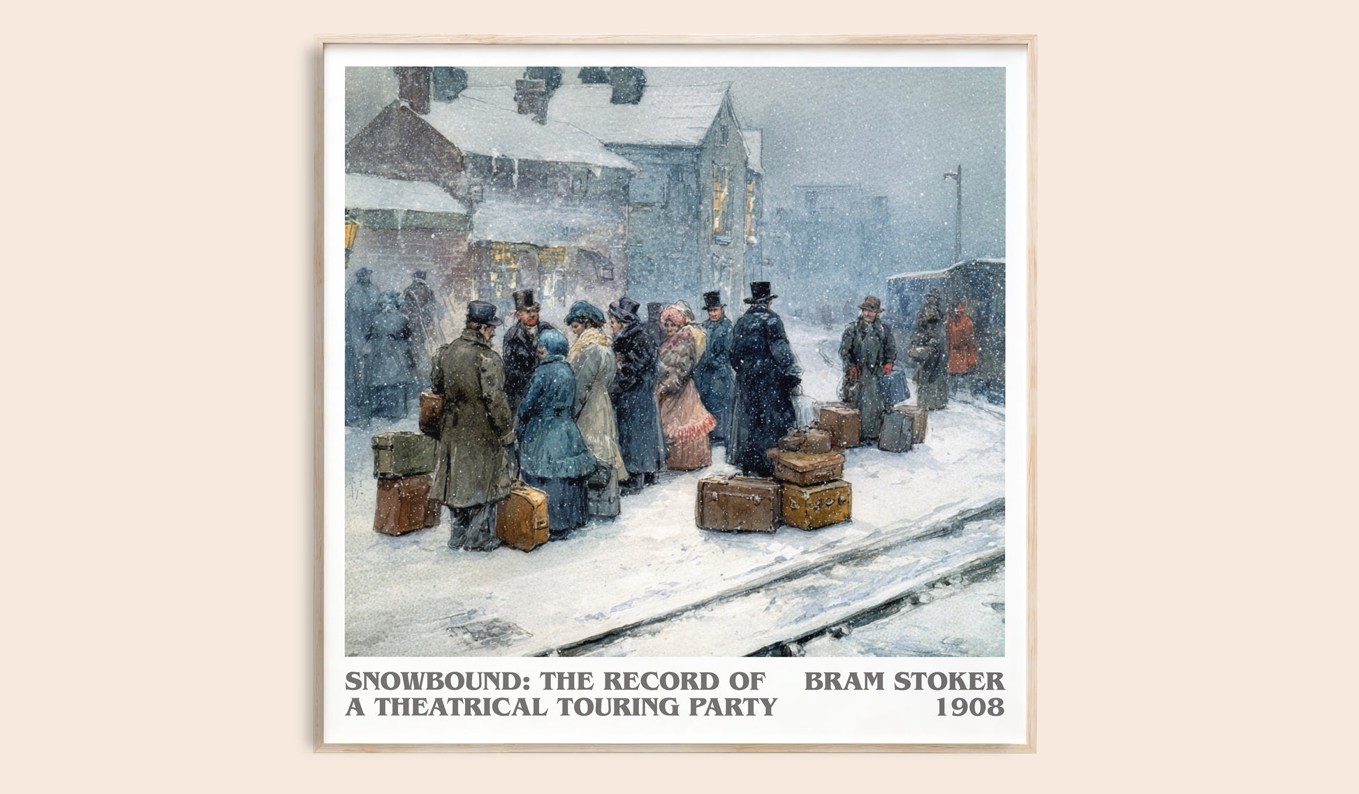 Snowbound: The Record of a Theatrical Touring Party literary book poster by Bram Stoker – framed literary art print