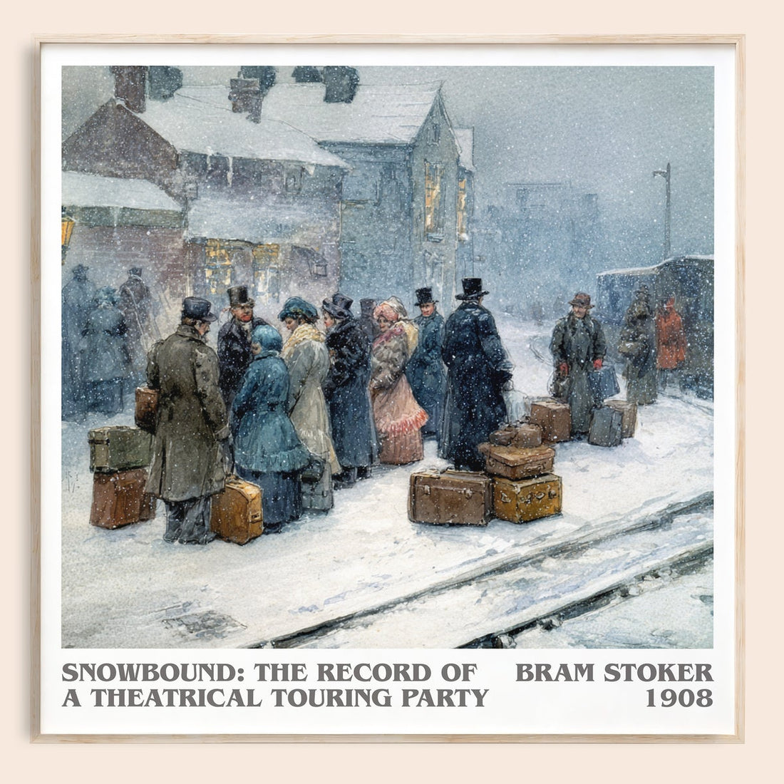 Snowbound: The Record of a Theatrical Touring Party literary book poster by Bram Stoker – framed literary art print