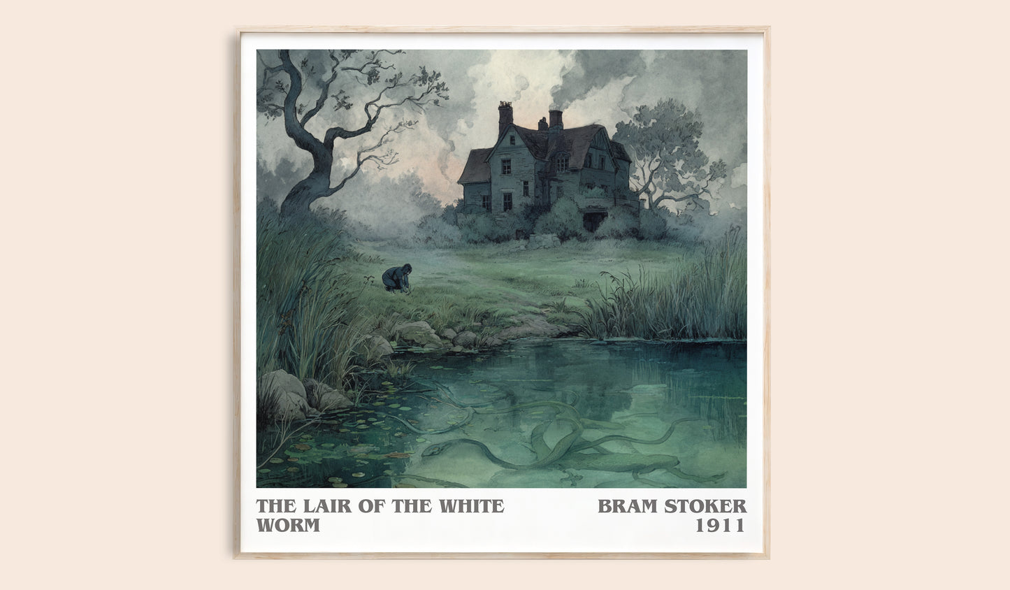 The Lair of the White Worm literary book poster by Bram Stoker – framed literary art print