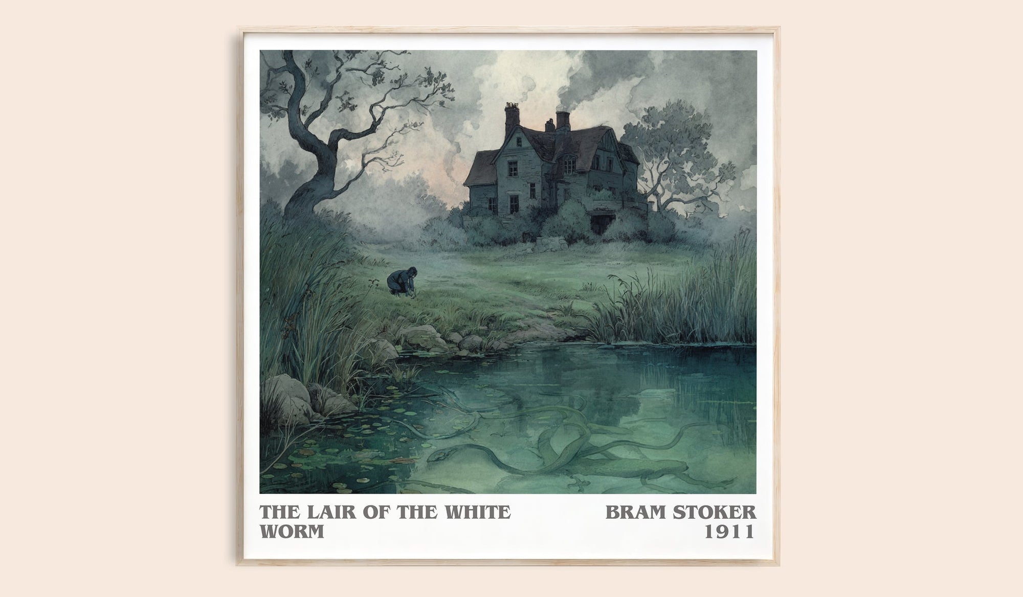 The Lair of the White Worm literary book poster by Bram Stoker – framed literary art print