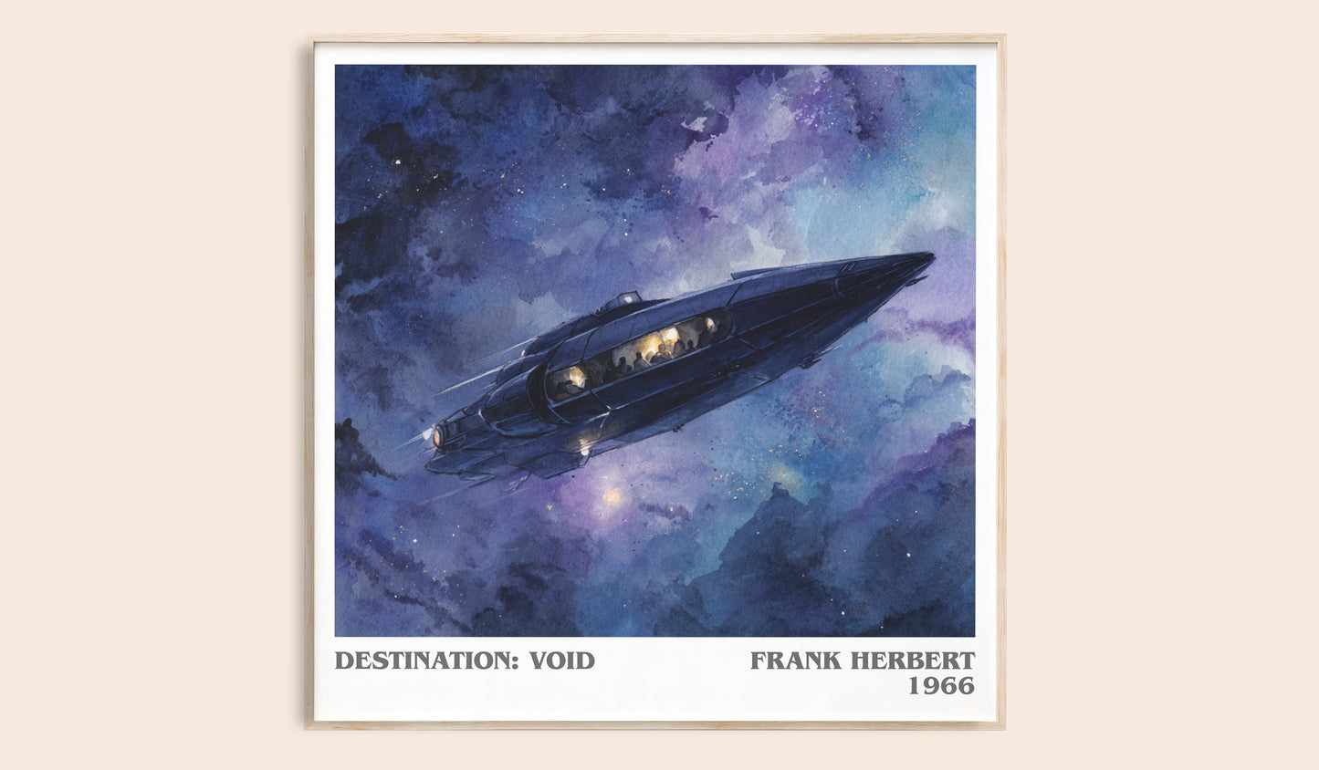 Destination: Void literary book poster by Frank Herbert – framed literary art print