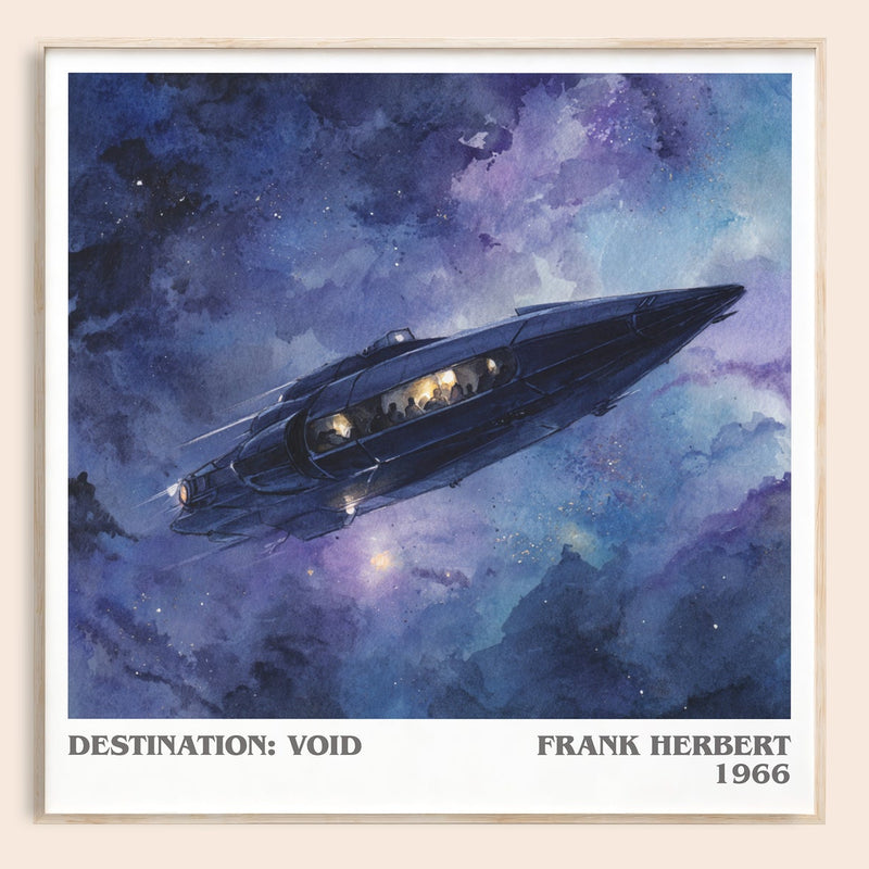 Destination: Void literary book poster by Frank Herbert – framed literary art print
