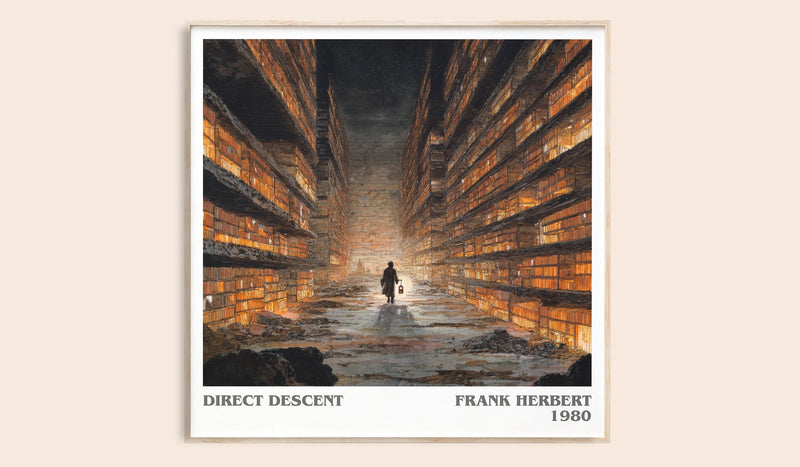 Direct Descent literary book poster by Frank Herbert – framed literary art print