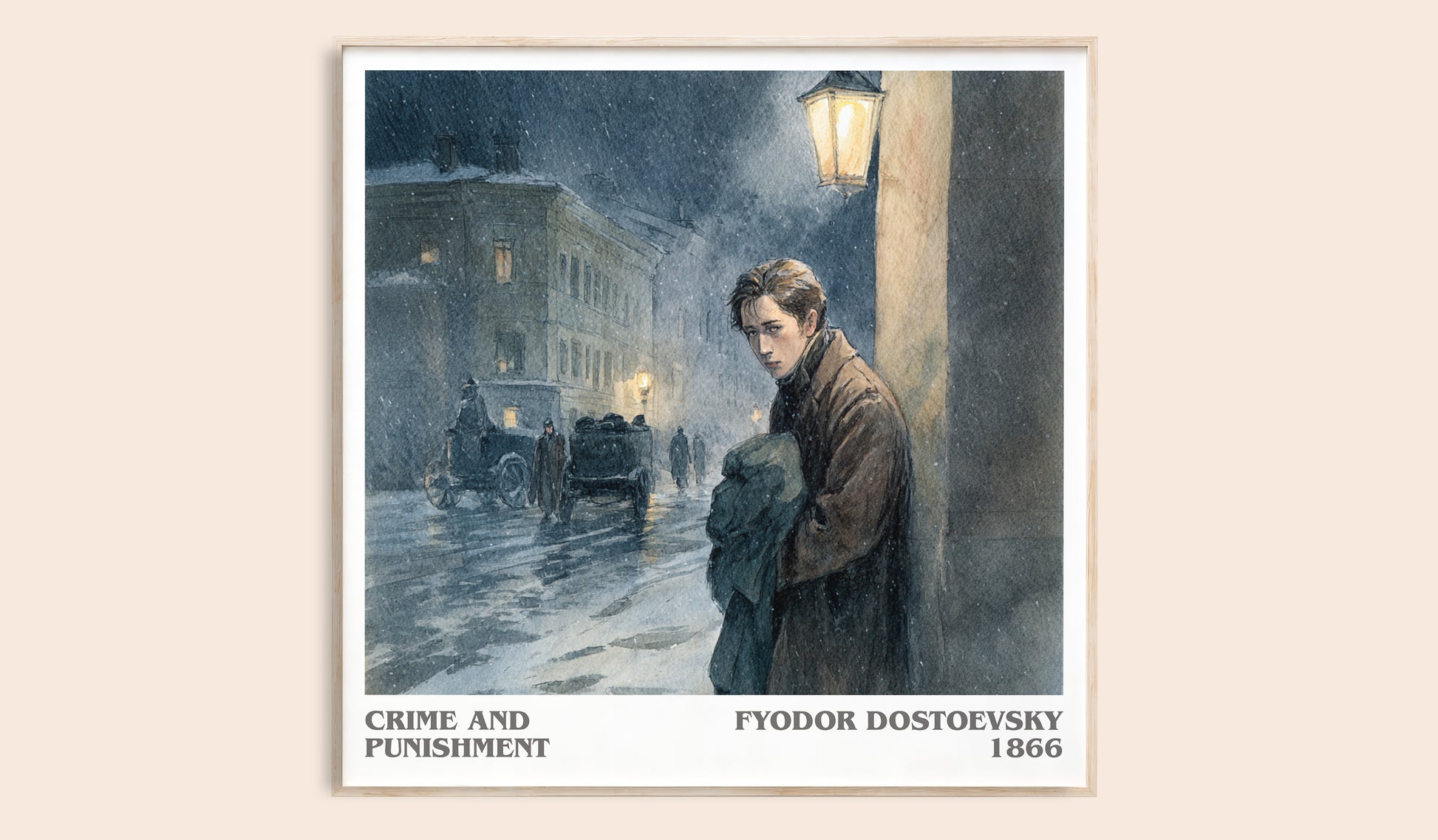 Crime And Punishment literary book poster by Fyodor Dostoevsky – framed literary art print
