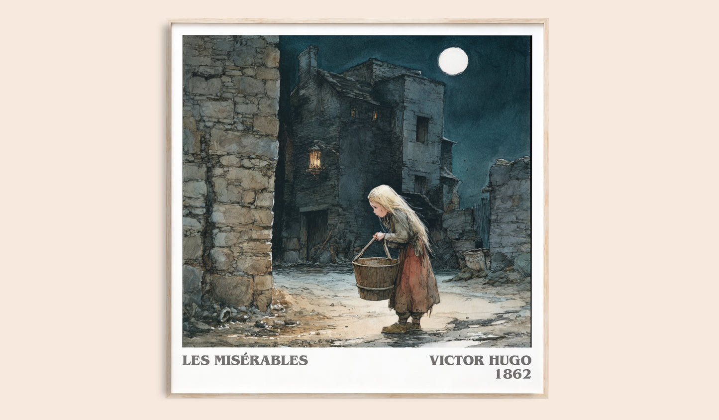 Les Misérables literary book poster by Victor Hugo – framed literary art print