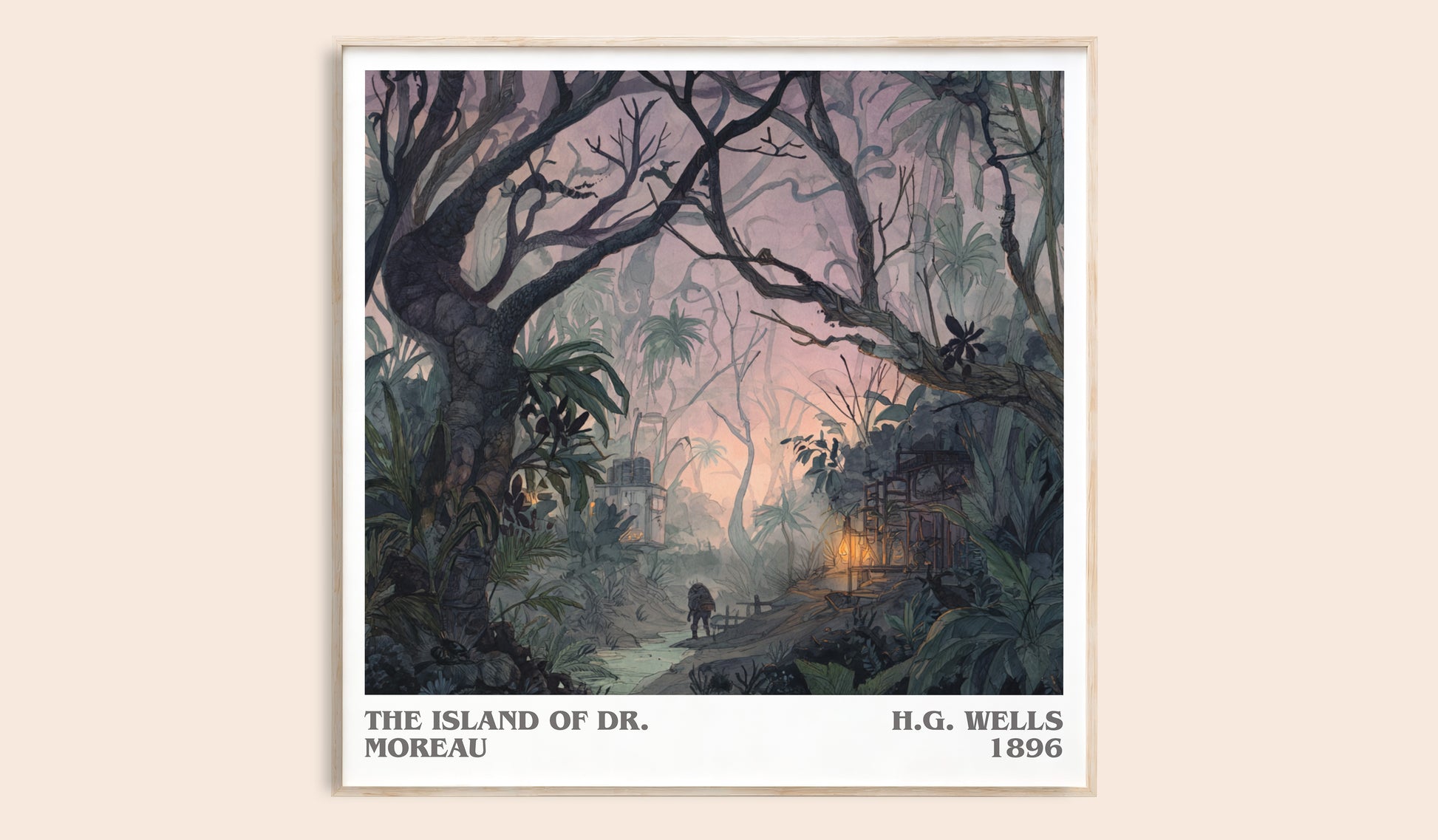 The Island Of Dr. Moreau literary book poster by H.G. Wells – framed literary art print
