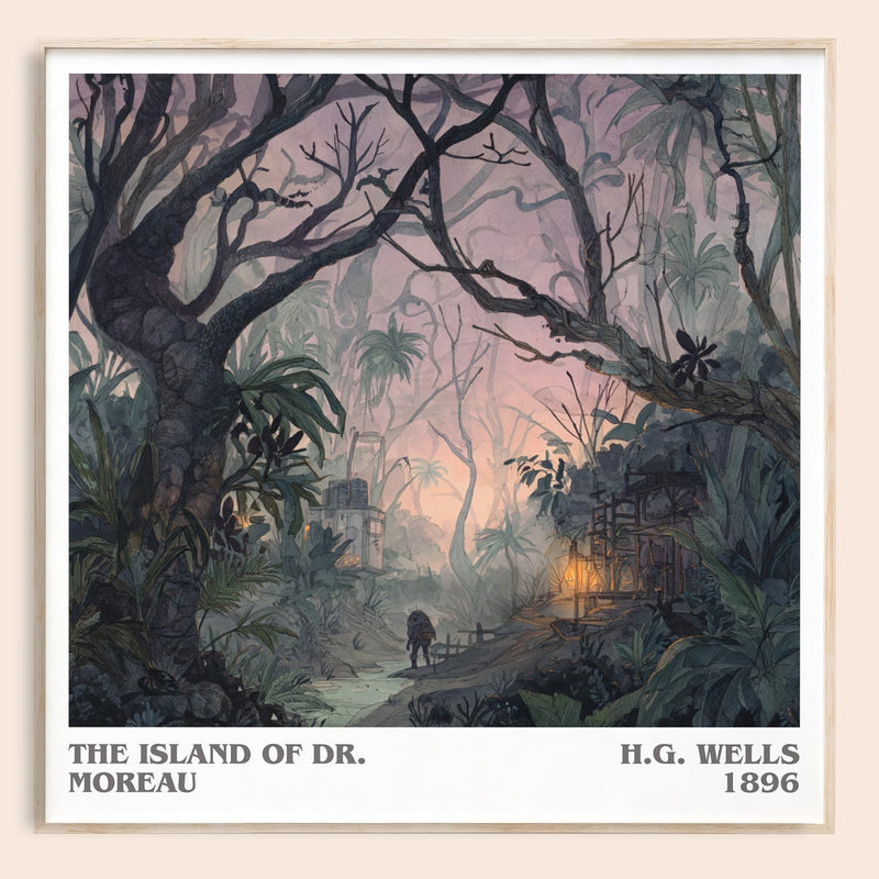 The Island Of Dr. Moreau literary book poster by H.G. Wells – framed literary art print