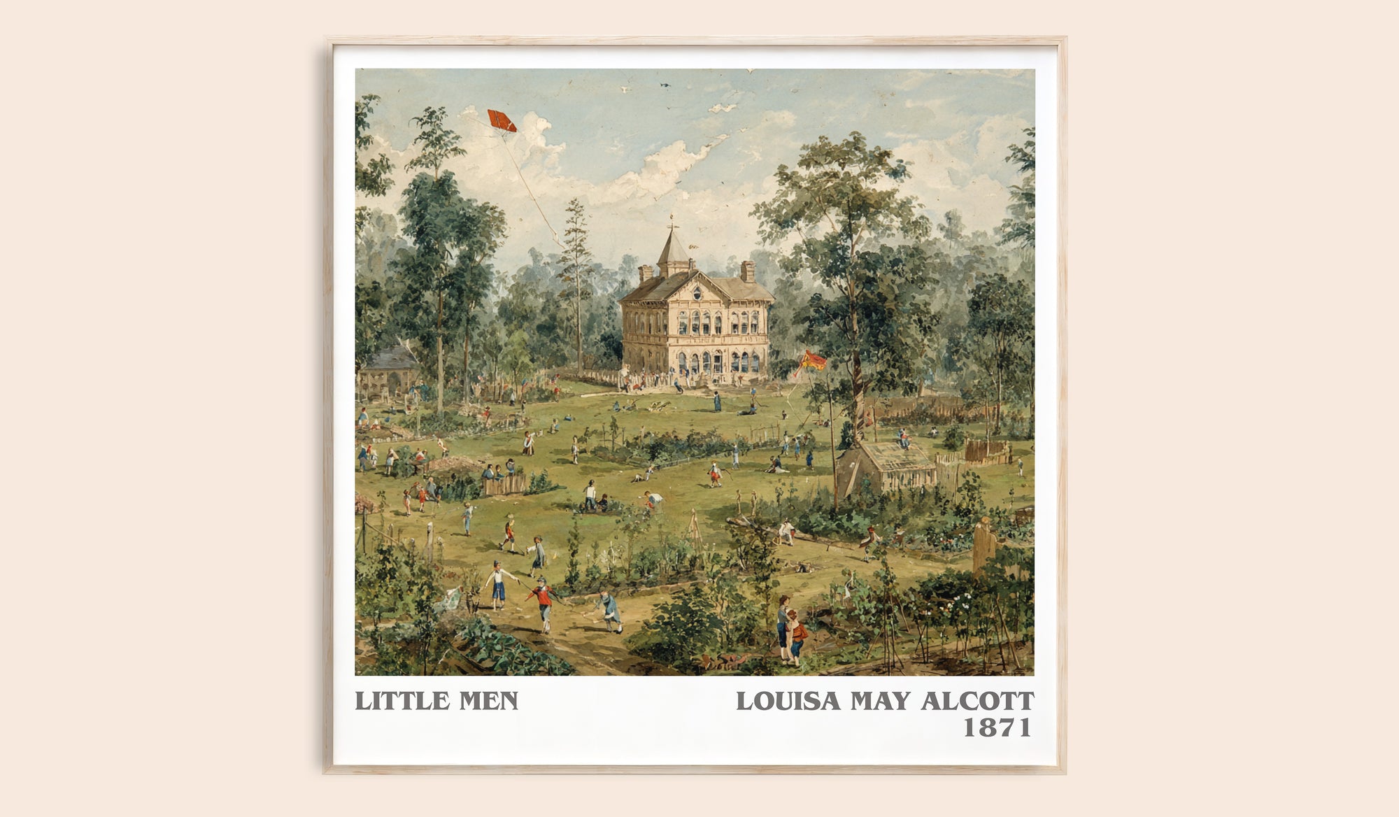 Little Men literary book poster by Louisa May Alcott – framed literary art print