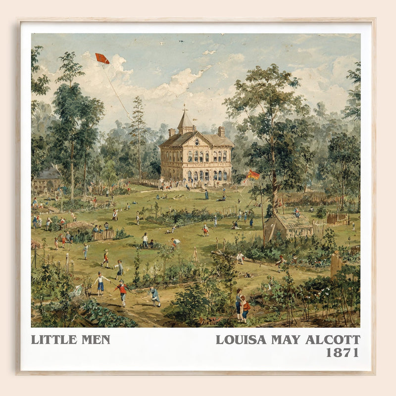 Little Men literary book poster by Louisa May Alcott – framed literary art print