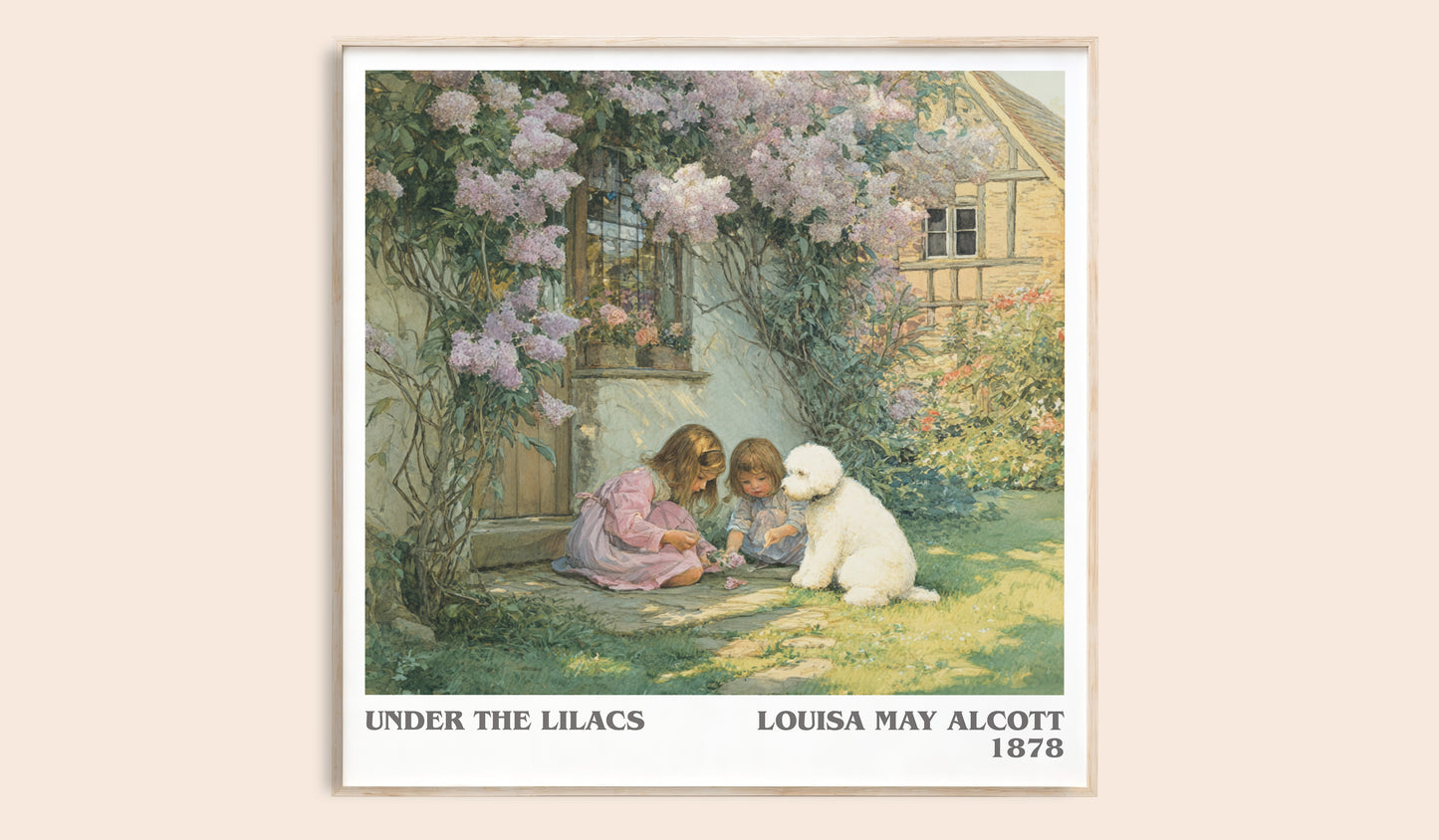 Under the Lilacs literary book poster by Louisa May Alcott – framed literary art print