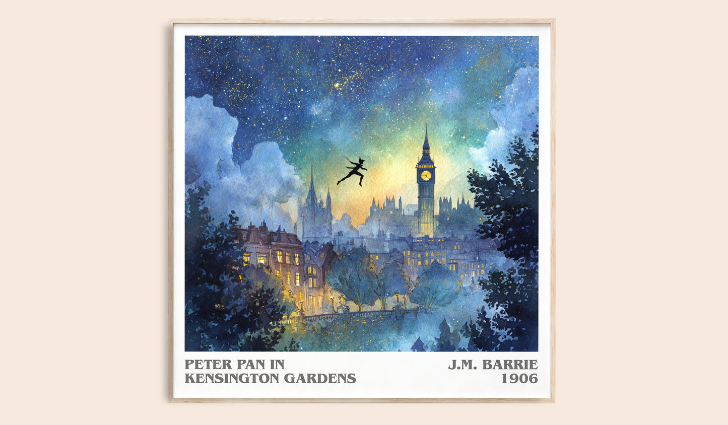 Peter Pan in Kensington Gardens literary book poster by J. M. Barrie – framed literary art print