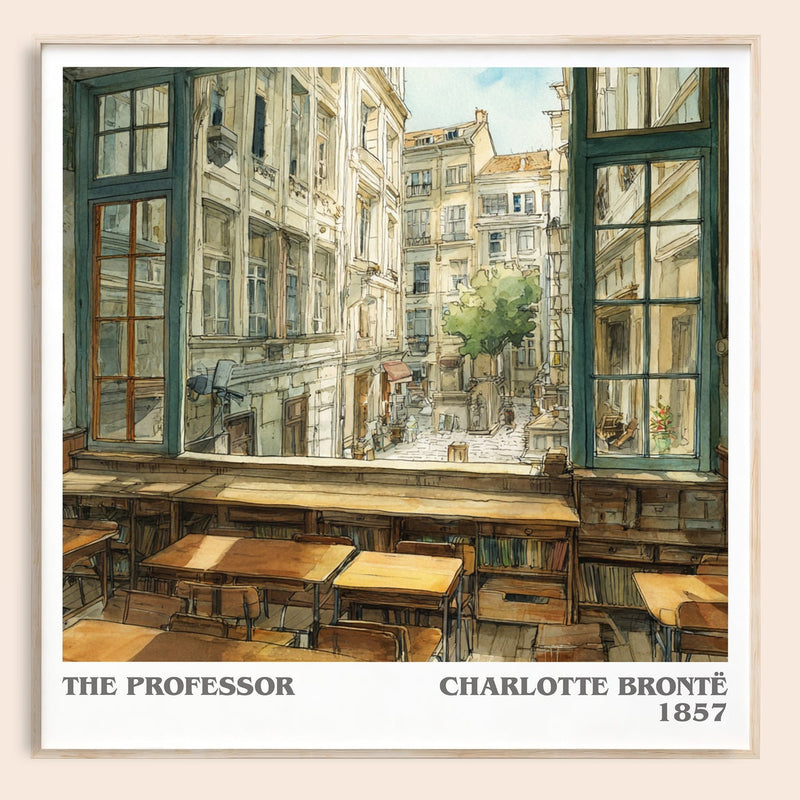 The Professor literary book poster by Charlotte Bronte – framed literary art print