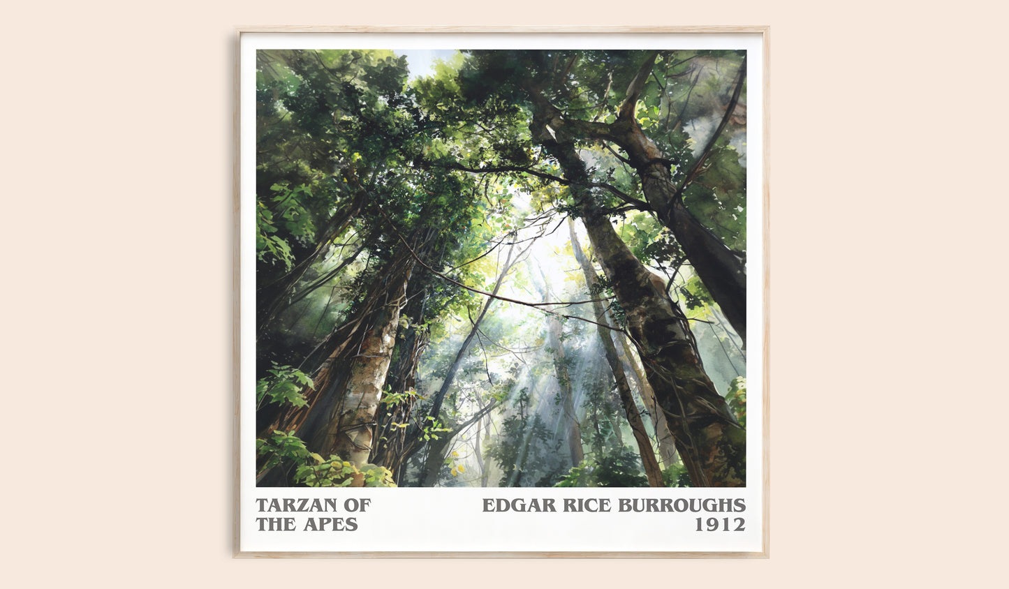Tarzan of the Apes literary book poster by Edgar Rice Burroughs – framed literary art print
