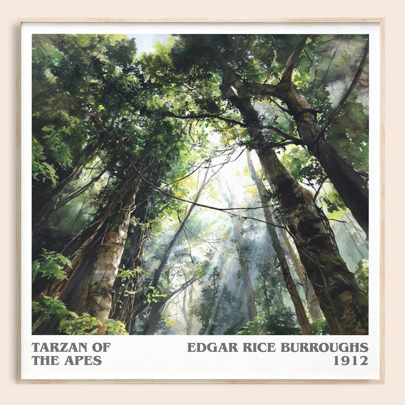 Tarzan of the Apes literary book poster by Edgar Rice Burroughs – framed literary art print