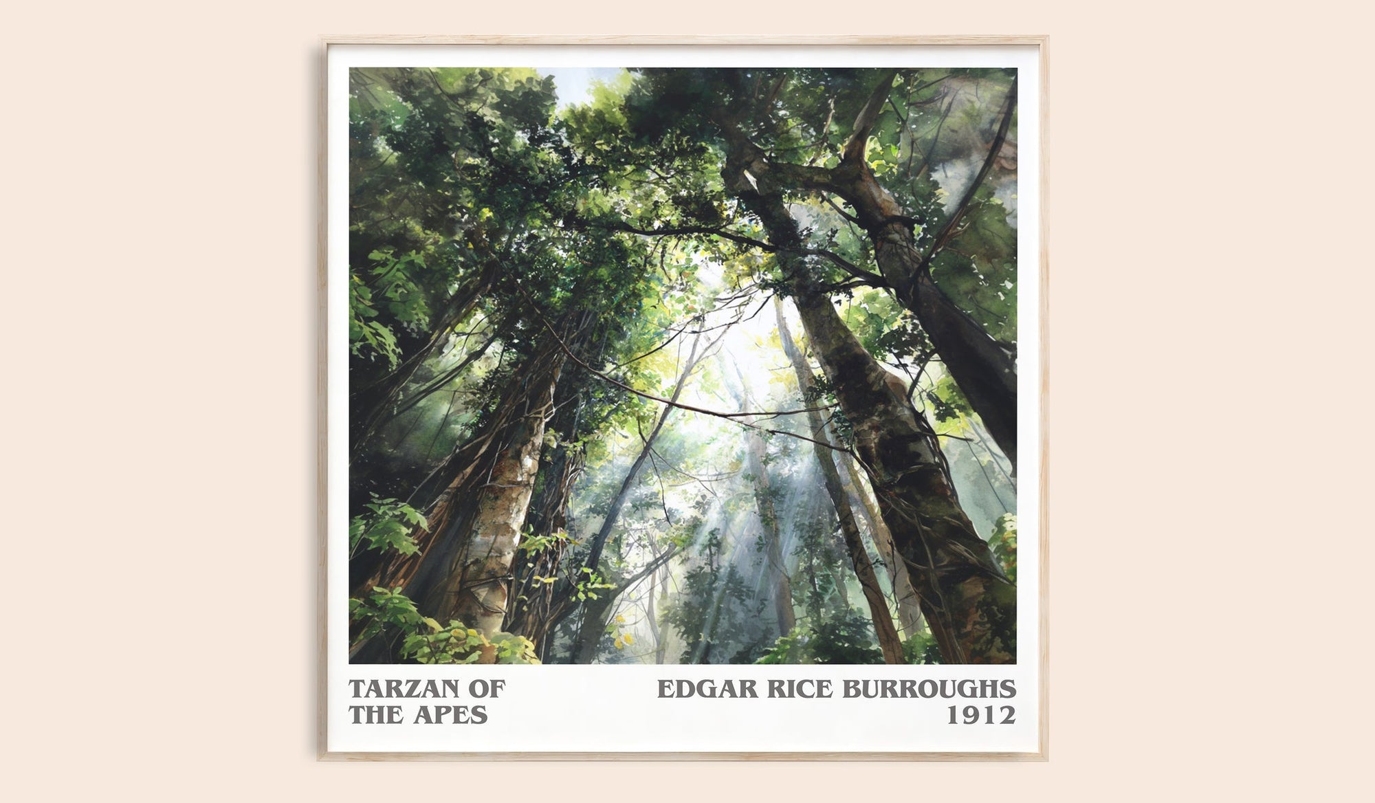 Tarzan of the Apes literary book poster by Edgar Rice Burroughs – framed literary art print