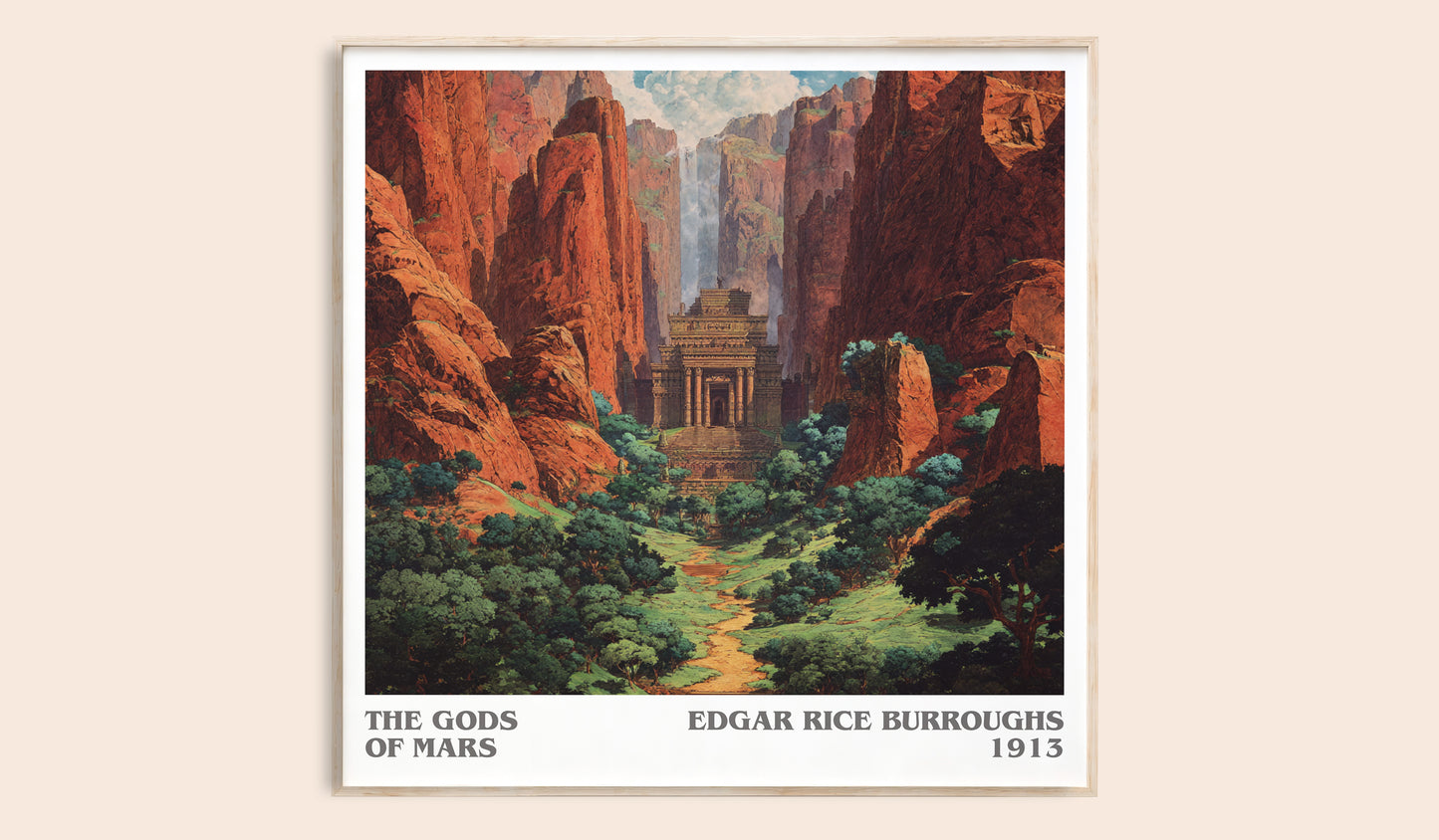 Gods of Mars literary book poster by Edgar Rice Burroughs – framed literary art print
